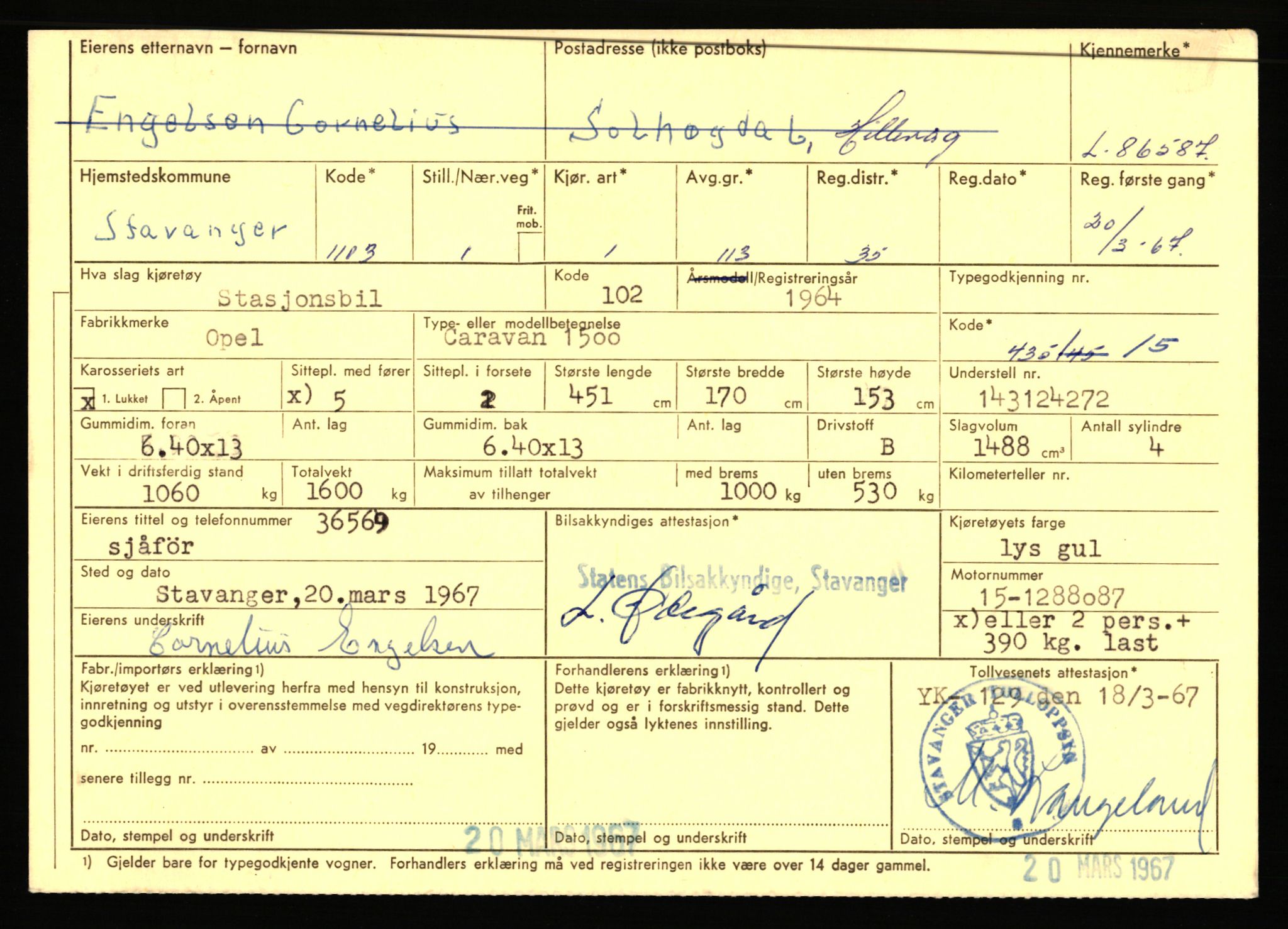 Stavanger trafikkstasjon, AV/SAST-A-101942/0/F/L0074: L-86500 - L-88799, 1930-1971, p. 67