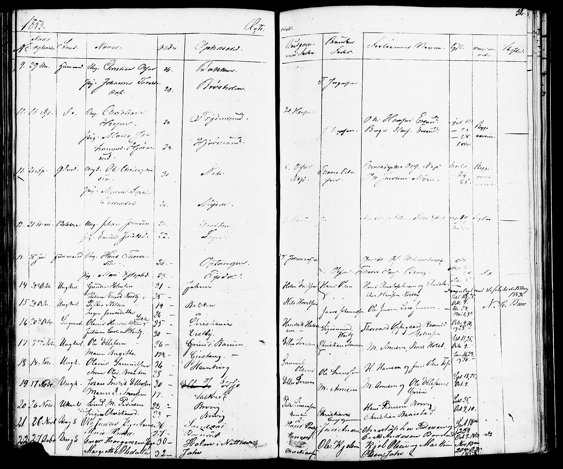 Enebakk prestekontor Kirkebøker, AV/SAO-A-10171c/F/Fa/L0012: Parish register (official) no. I 12, 1832-1882, p. 52