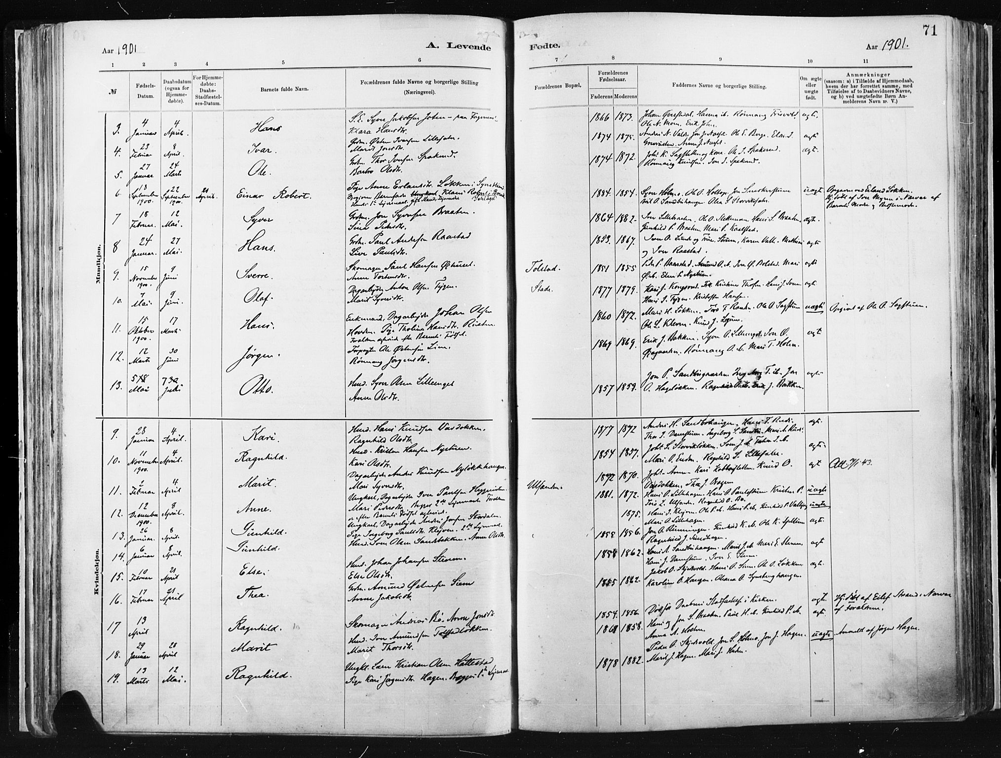Vågå prestekontor, SAH/PREST-076/H/Ha/Haa/L0009: Parish register (official) no. 9, 1886-1904, p. 71