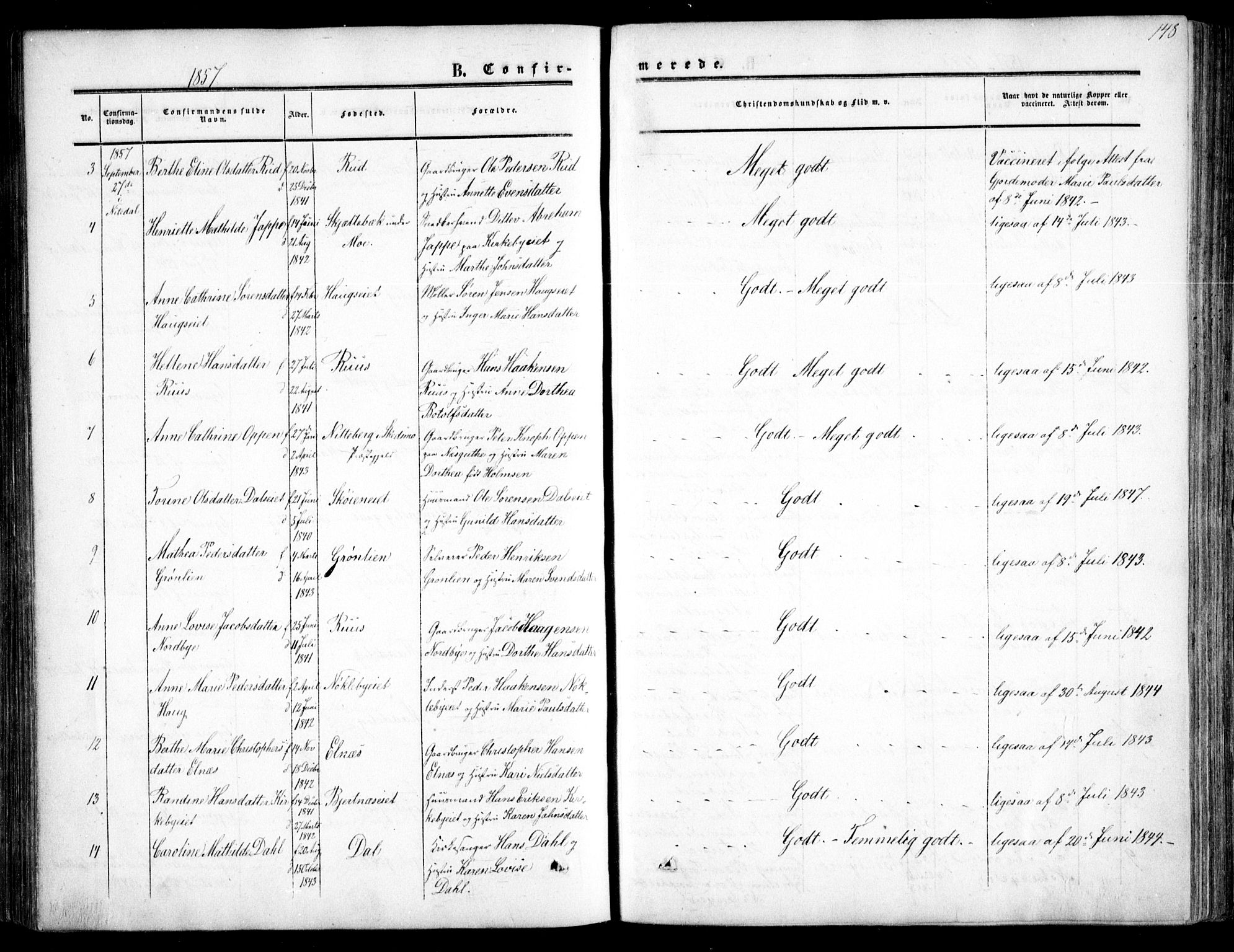 Nittedal prestekontor Kirkebøker, SAO/A-10365a/F/Fa/L0005: Parish register (official) no. I 5, 1850-1862, p. 148