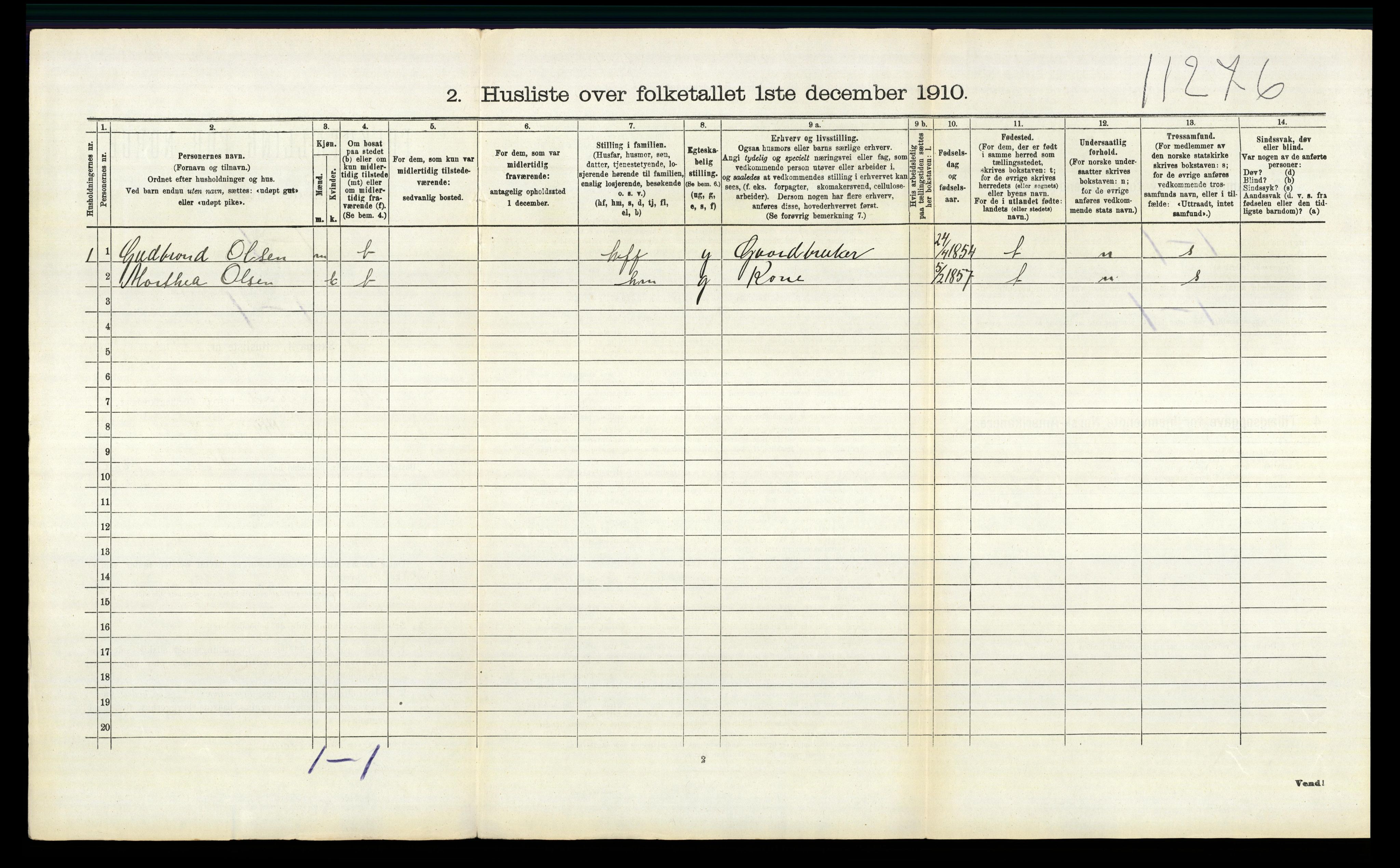 RA, 1910 census for Nannestad, 1910, p. 1390