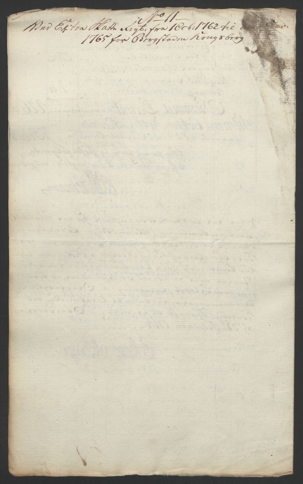 Rentekammeret inntil 1814, Reviderte regnskaper, Bergverksregnskaper, RA/EA-3222/R/Rc/Rca/L0843: Ekstraskatt, 1762-1765, p. 174