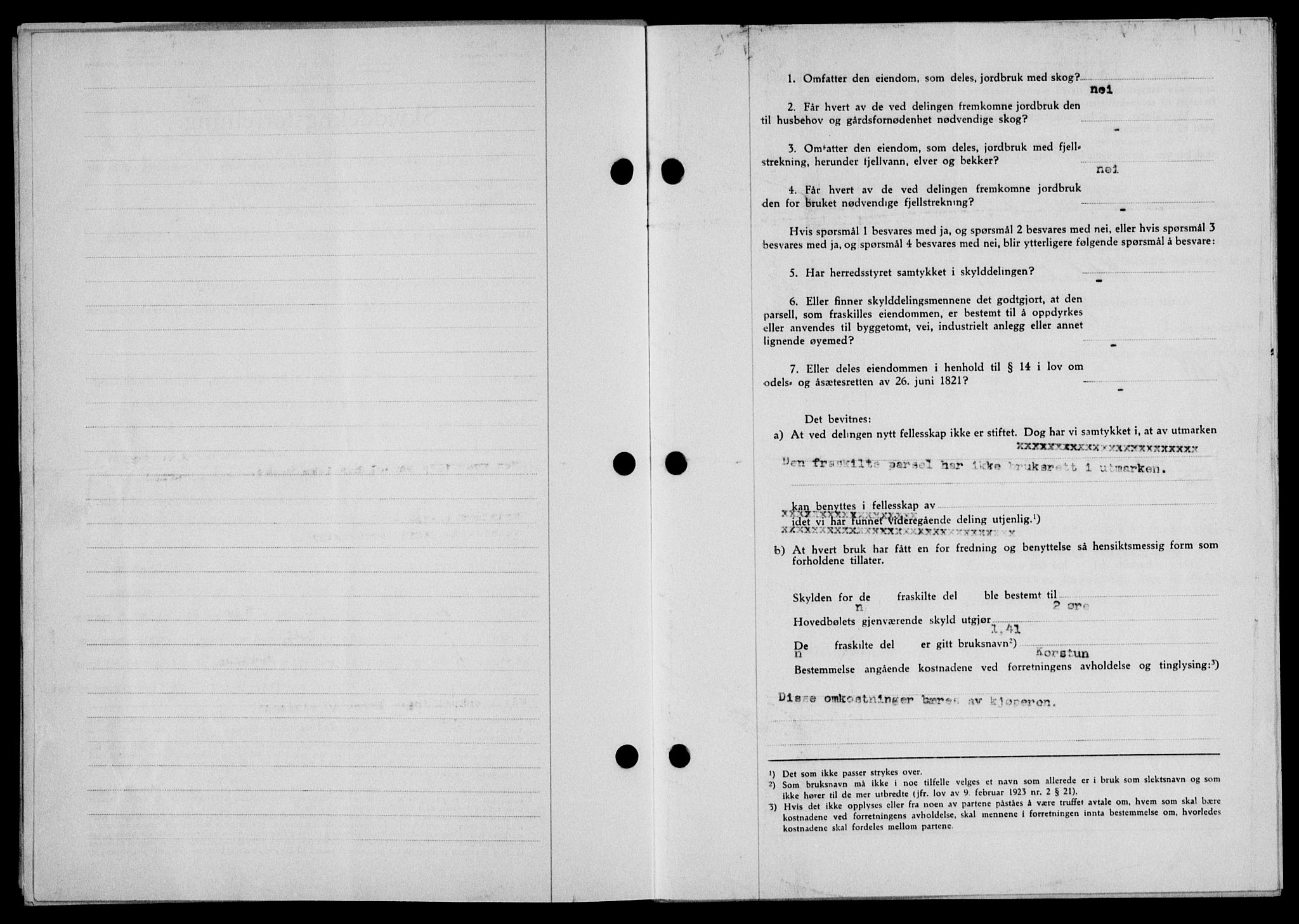 Lofoten sorenskriveri, SAT/A-0017/1/2/2C/L0008a: Mortgage book no. 8a, 1940-1941, Diary no: : 1372/1941