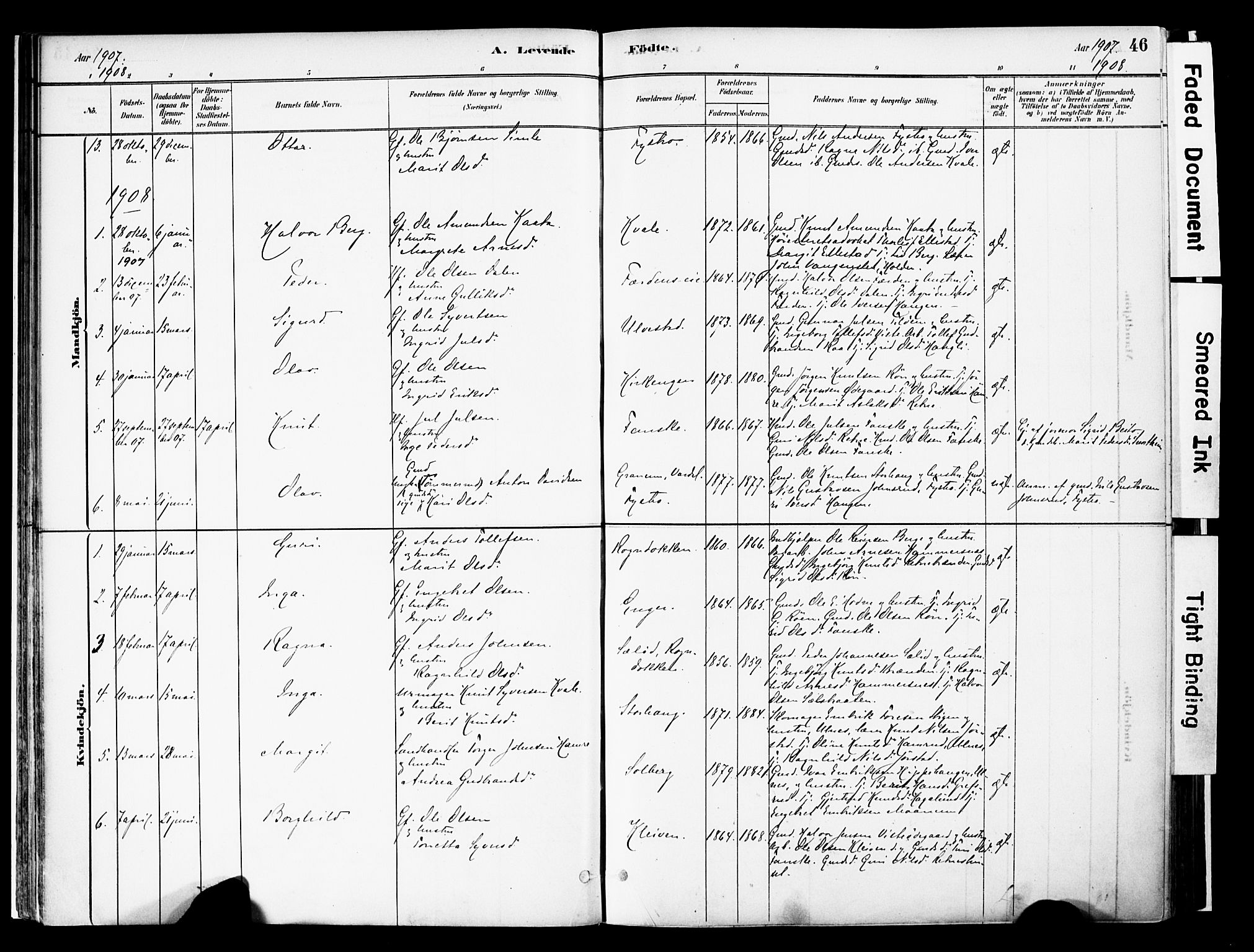 Vestre Slidre prestekontor, AV/SAH-PREST-136/H/Ha/Haa/L0006: Parish register (official) no. 6, 1881-1912, p. 46