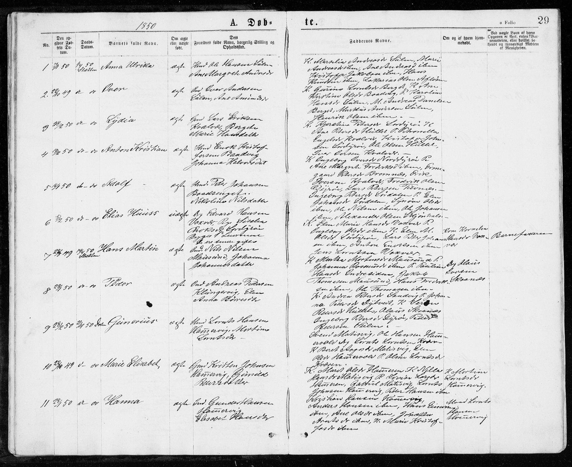 Ministerialprotokoller, klokkerbøker og fødselsregistre - Sør-Trøndelag, SAT/A-1456/640/L0576: Parish register (official) no. 640A01, 1846-1876, p. 29