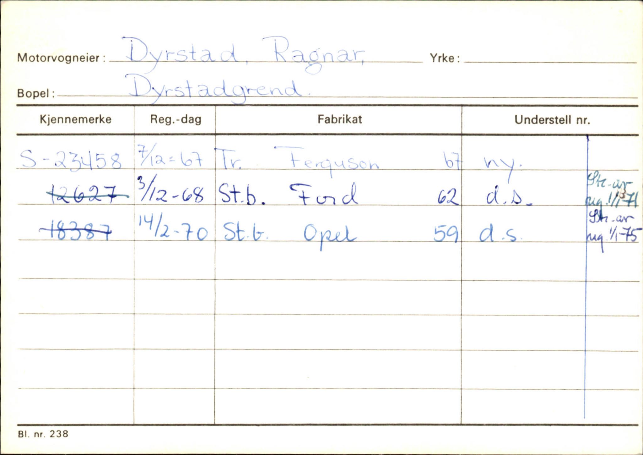 Statens vegvesen, Sogn og Fjordane vegkontor, SAB/A-5301/4/F/L0133: Eigarregister Bremanger A-Å. Gaular A-H, 1945-1975, p. 205