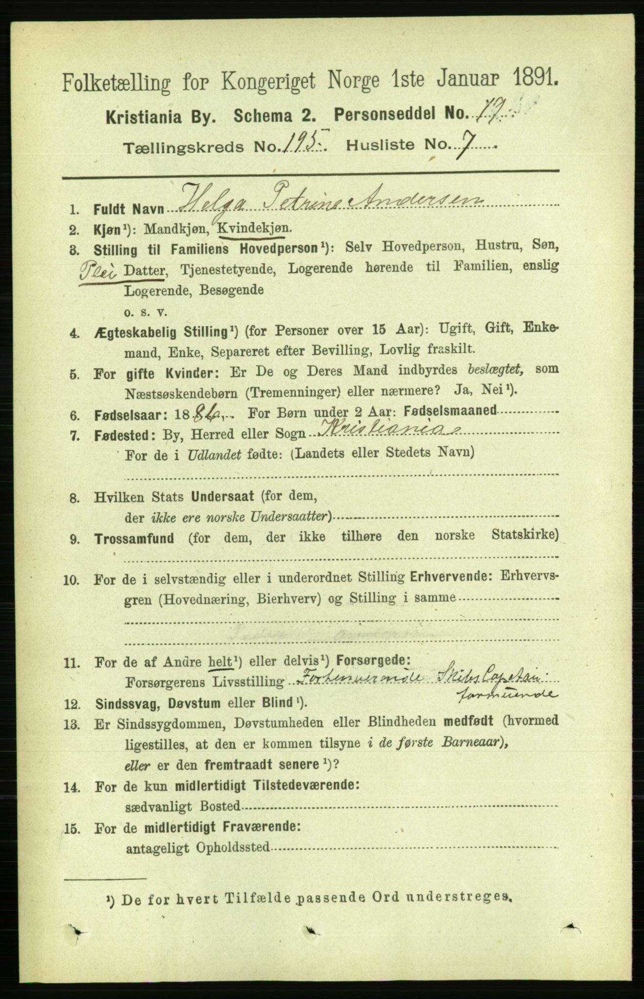 RA, 1891 census for 0301 Kristiania, 1891, p. 117648