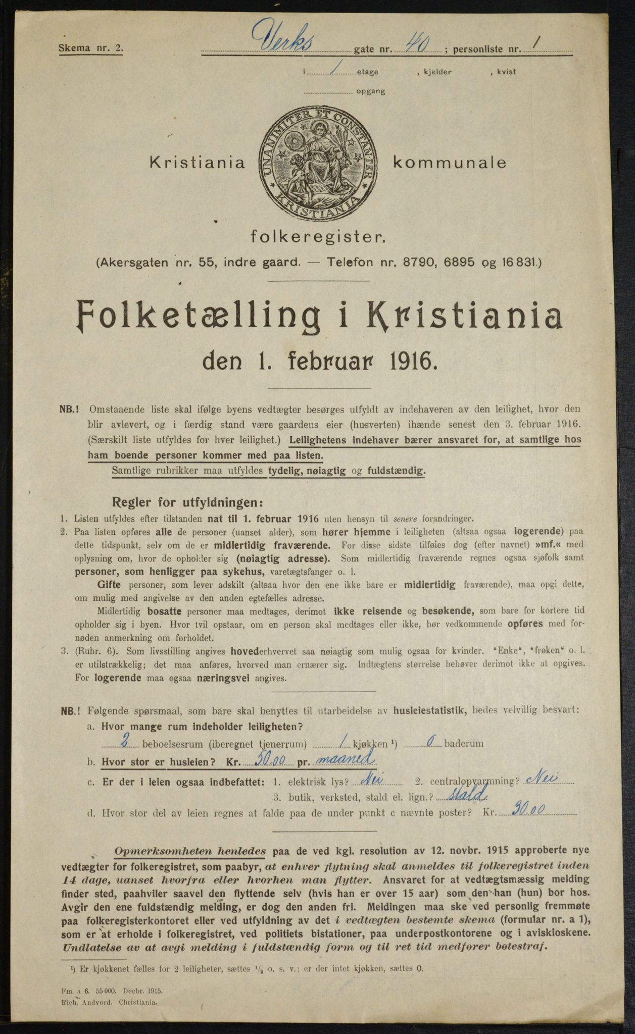 OBA, Municipal Census 1916 for Kristiania, 1916, p. 126026