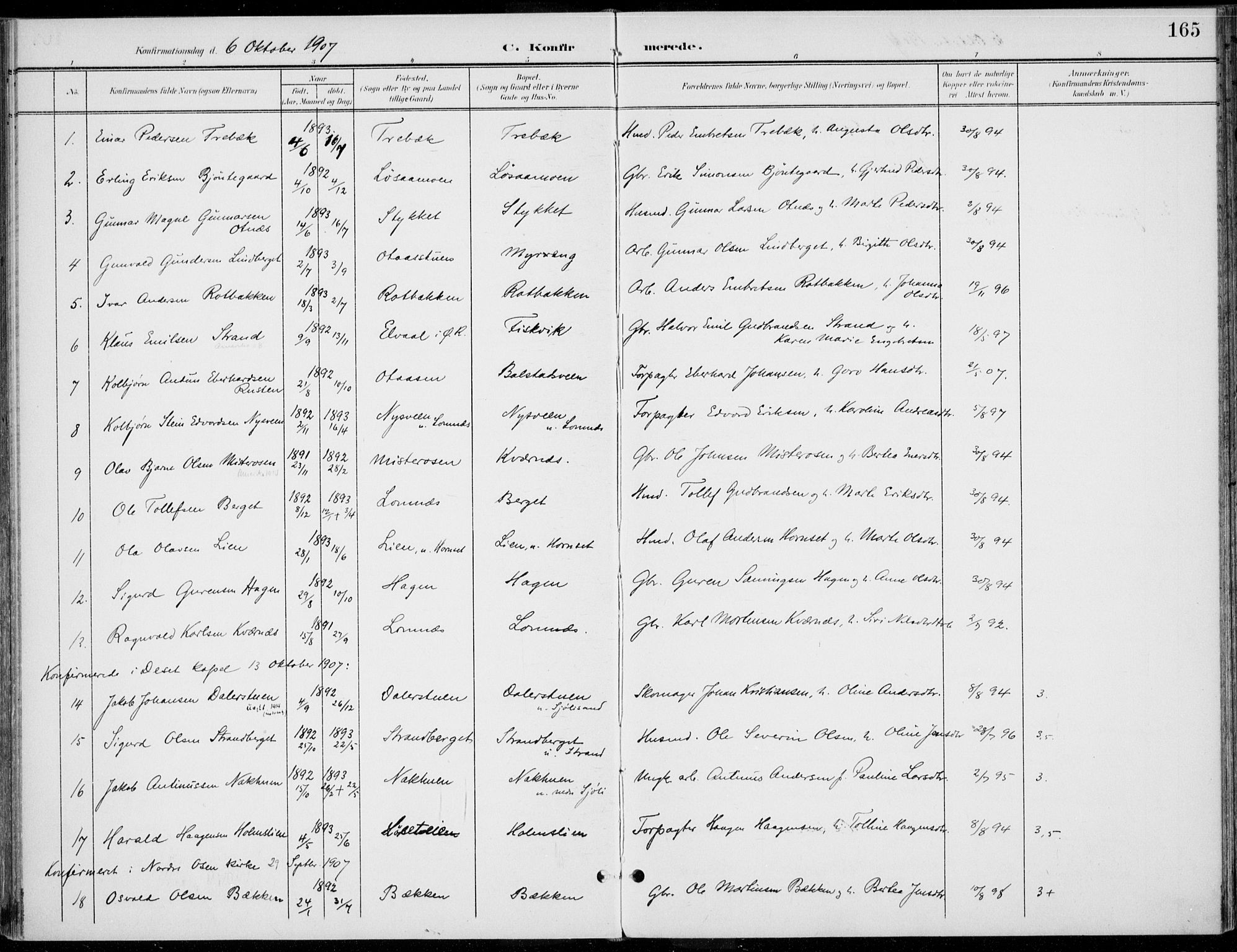 Rendalen prestekontor, AV/SAH-PREST-054/H/Ha/Haa/L0011: Parish register (official) no. 11, 1901-1925, p. 165