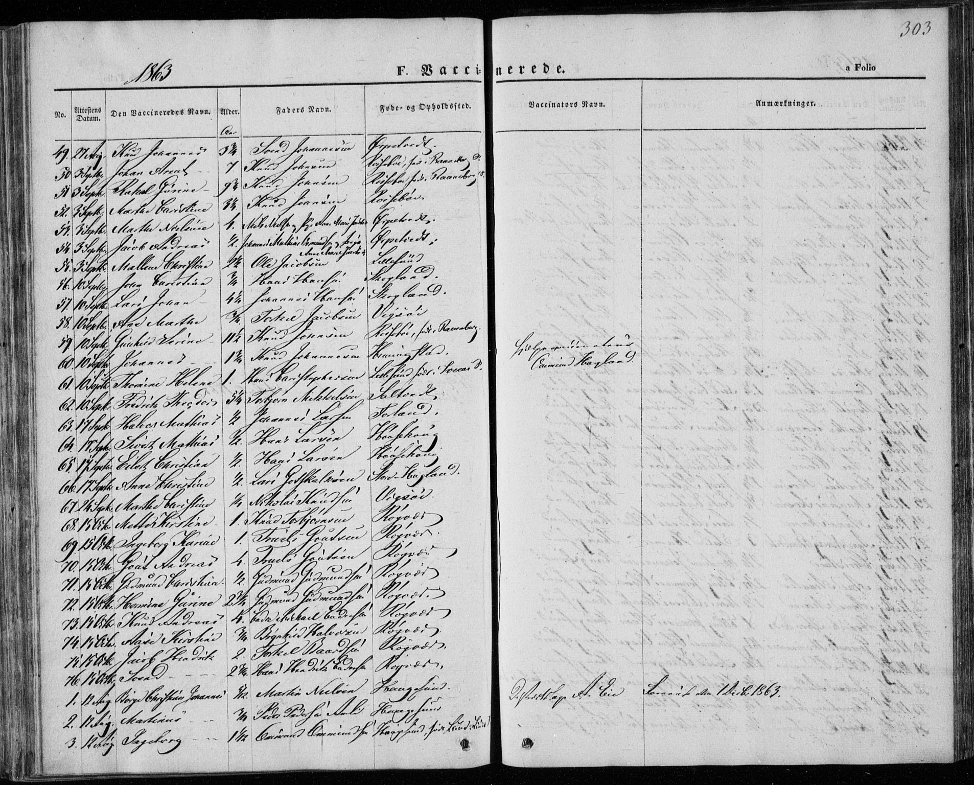 Torvastad sokneprestkontor, AV/SAST-A -101857/H/Ha/Haa/L0011: Parish register (official) no. A 11, 1857-1866, p. 303