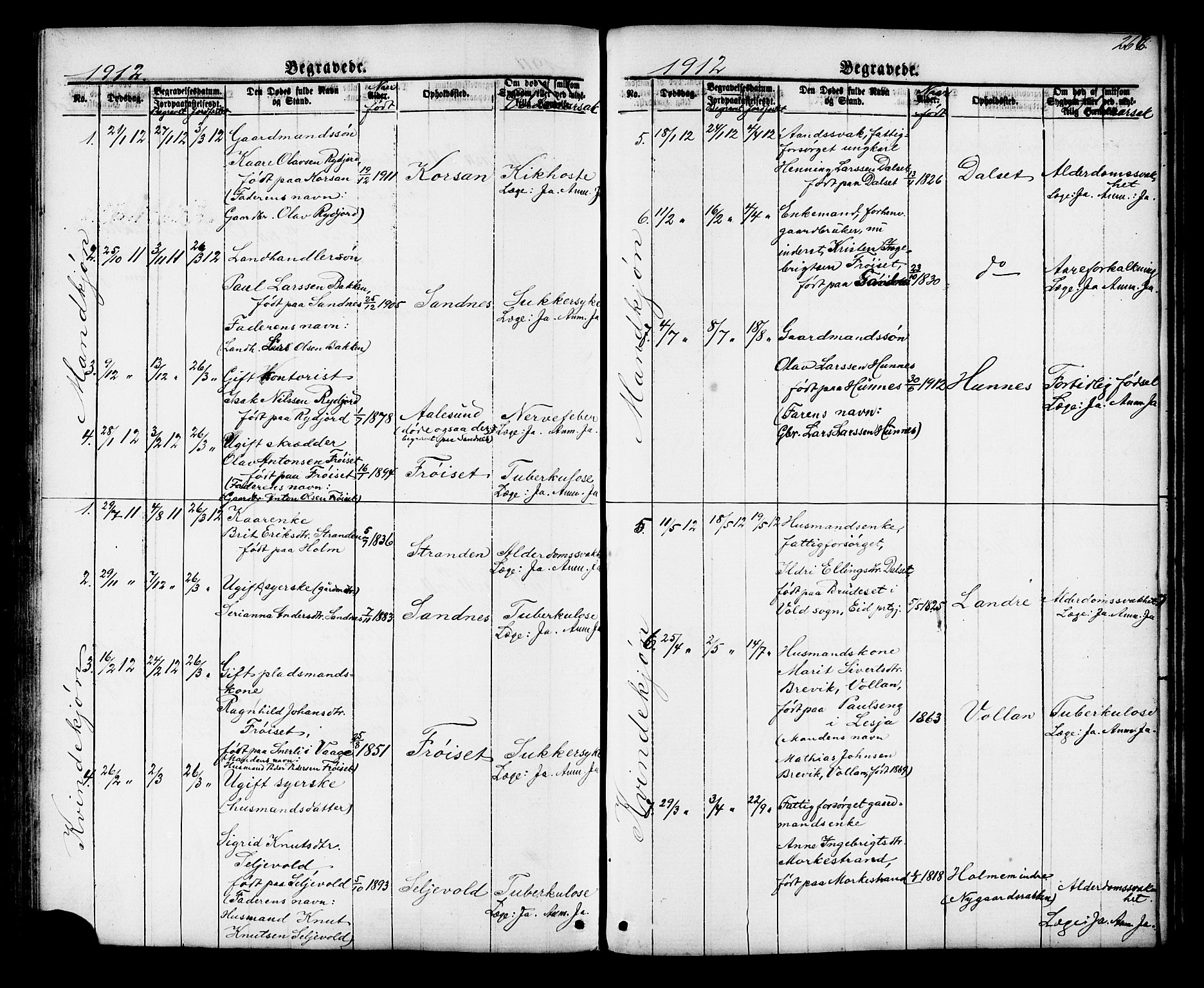 Ministerialprotokoller, klokkerbøker og fødselsregistre - Møre og Romsdal, SAT/A-1454/548/L0614: Parish register (copy) no. 548C02, 1867-1917, p. 266