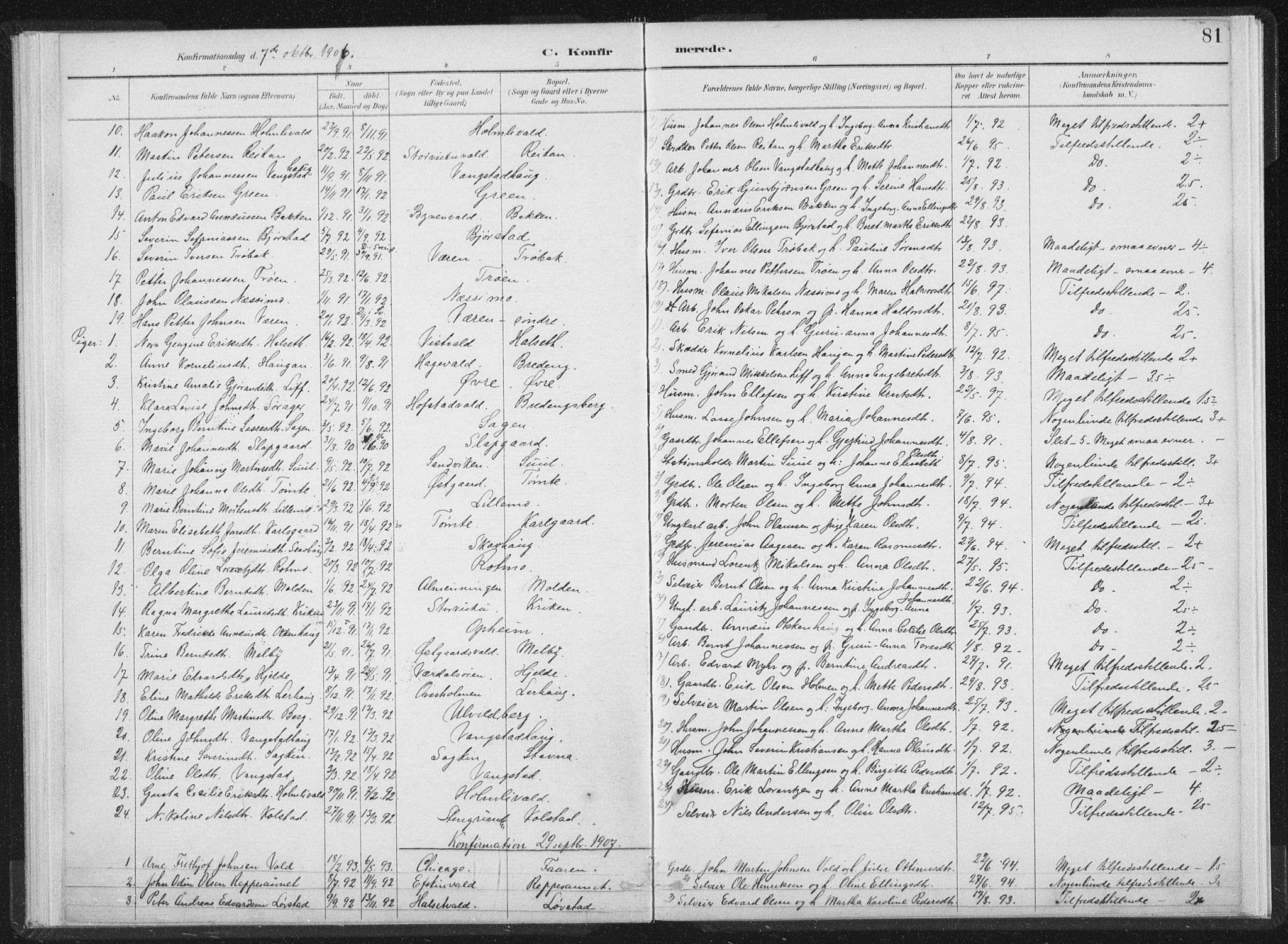 Ministerialprotokoller, klokkerbøker og fødselsregistre - Nord-Trøndelag, SAT/A-1458/724/L0263: Parish register (official) no. 724A01, 1891-1907, p. 81