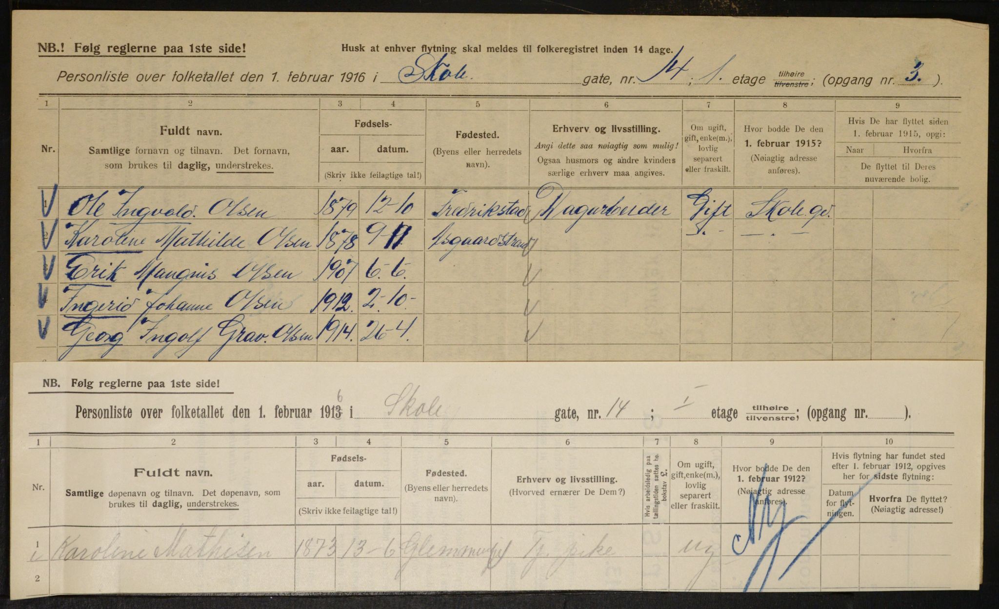 OBA, Municipal Census 1916 for Kristiania, 1916, p. 98819