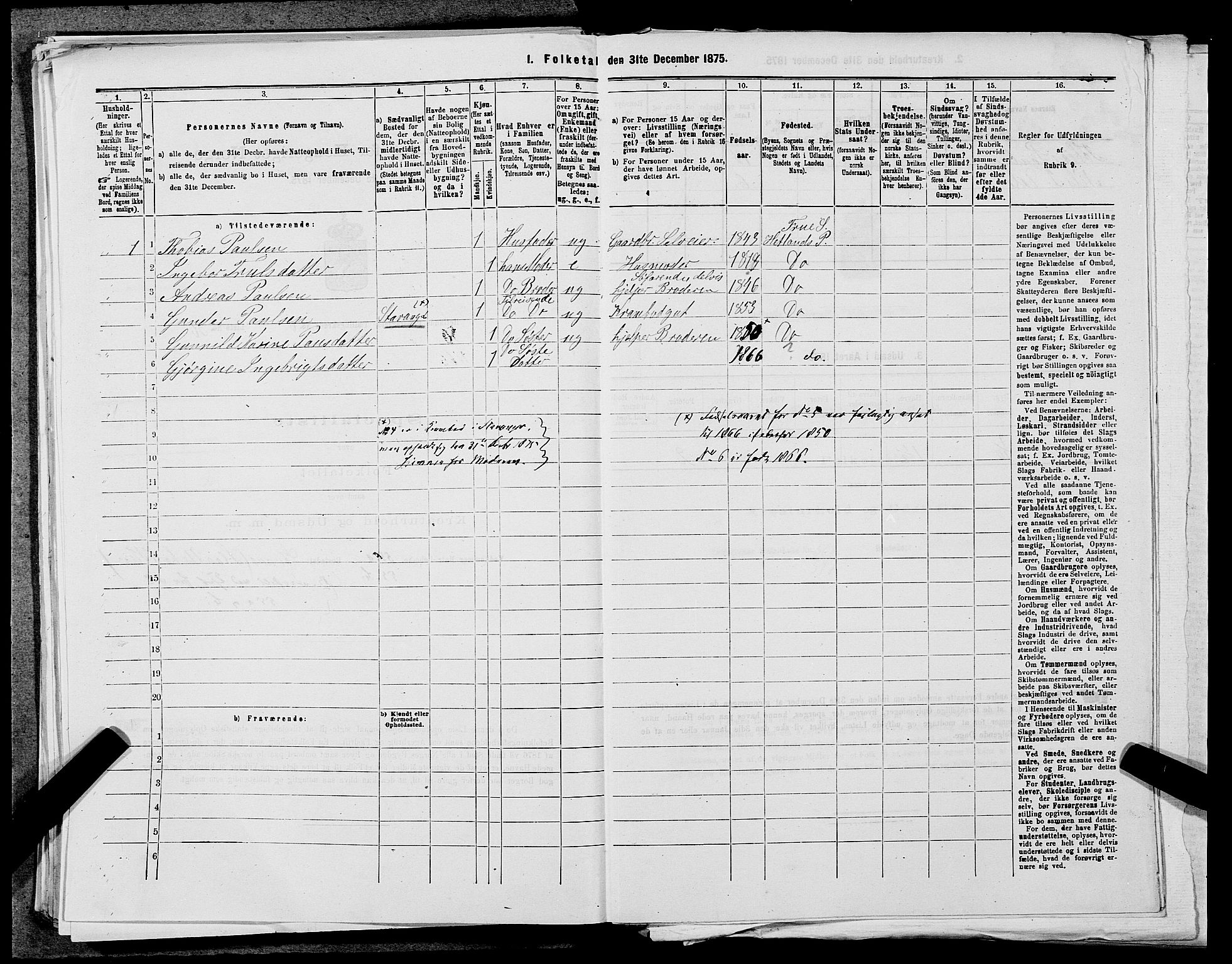 SAST, 1875 census for 1126P Hetland, 1875, p. 1424