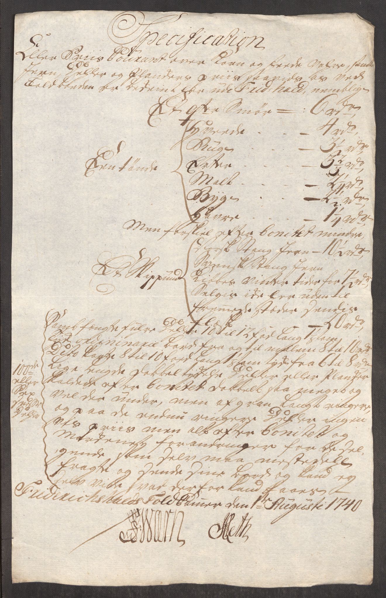 Rentekammeret inntil 1814, Realistisk ordnet avdeling, AV/RA-EA-4070/Oe/L0002: [Ø1]: Priskuranter, 1740-1744, p. 13