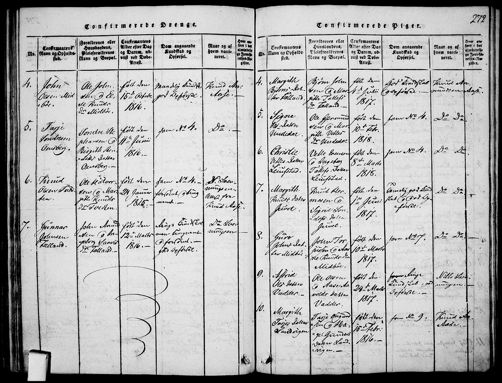 Mo kirkebøker, SAKO/A-286/F/Fa/L0004: Parish register (official) no. I 4, 1814-1844, p. 272