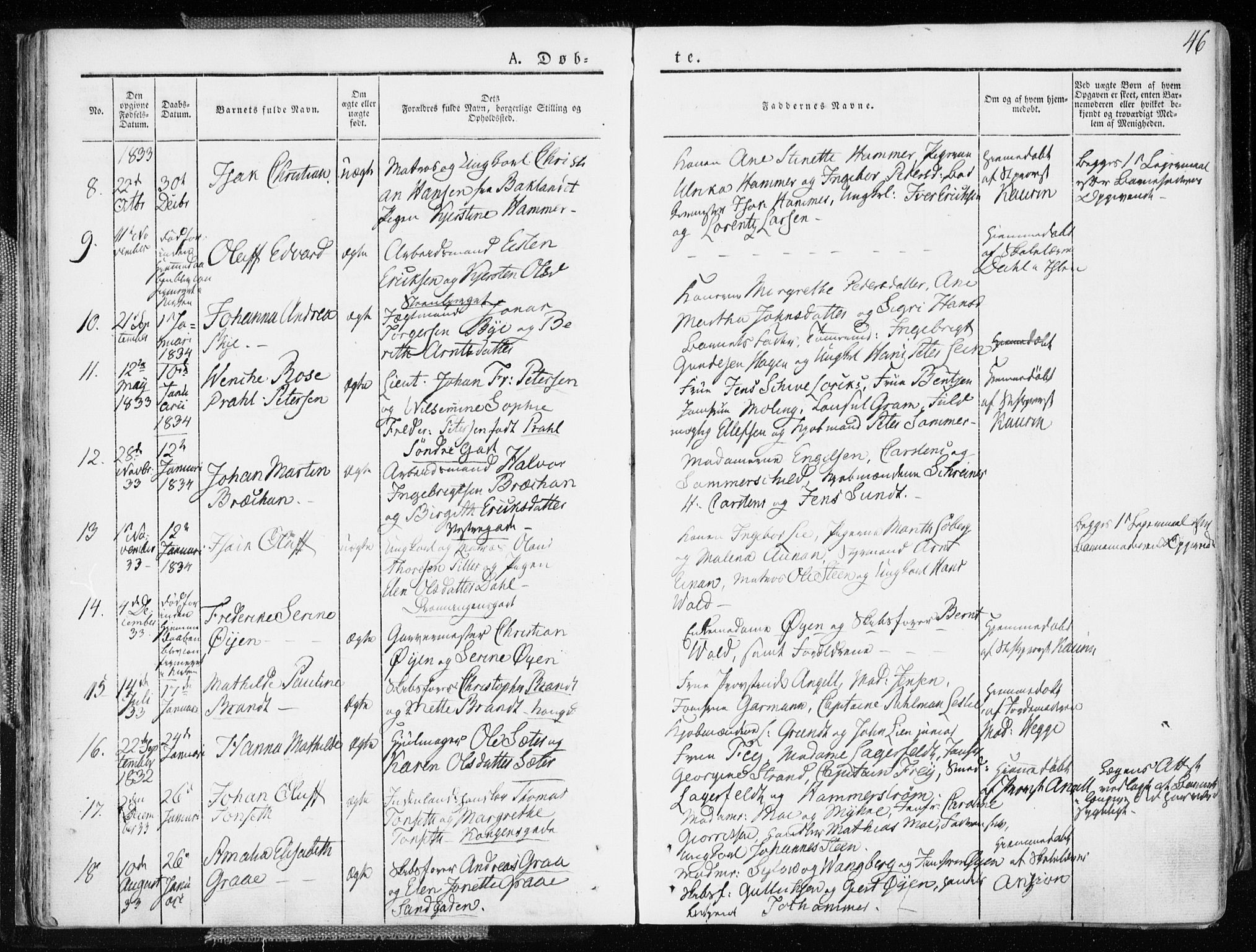 Ministerialprotokoller, klokkerbøker og fødselsregistre - Sør-Trøndelag, SAT/A-1456/601/L0047: Parish register (official) no. 601A15, 1831-1839, p. 46