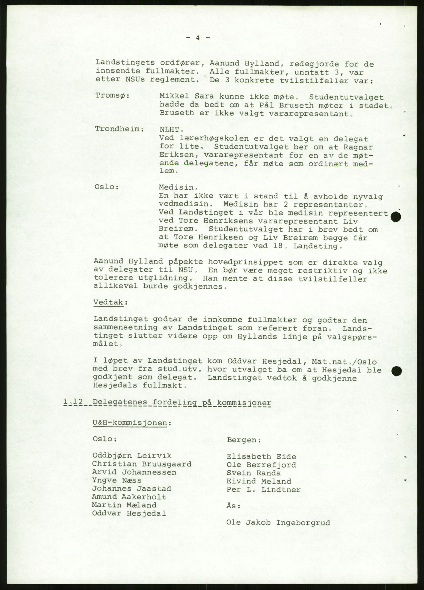 Norsk Studentunion, AV/RA-PA-0794/Fg/L0067: Landstinget, 1968-1979