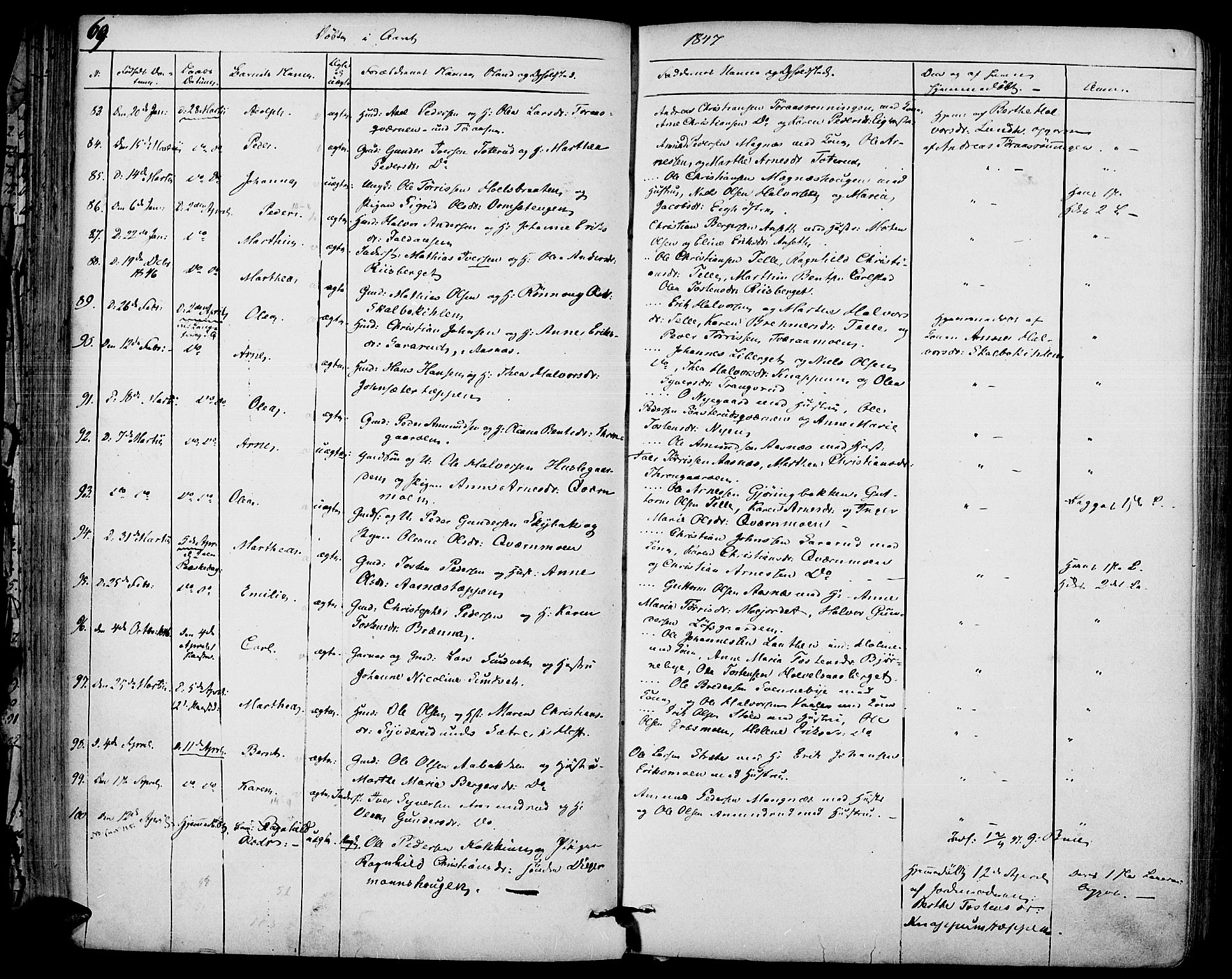 Hof prestekontor, AV/SAH-PREST-038/H/Ha/Haa/L0007: Parish register (official) no. 7, 1841-1848, p. 69