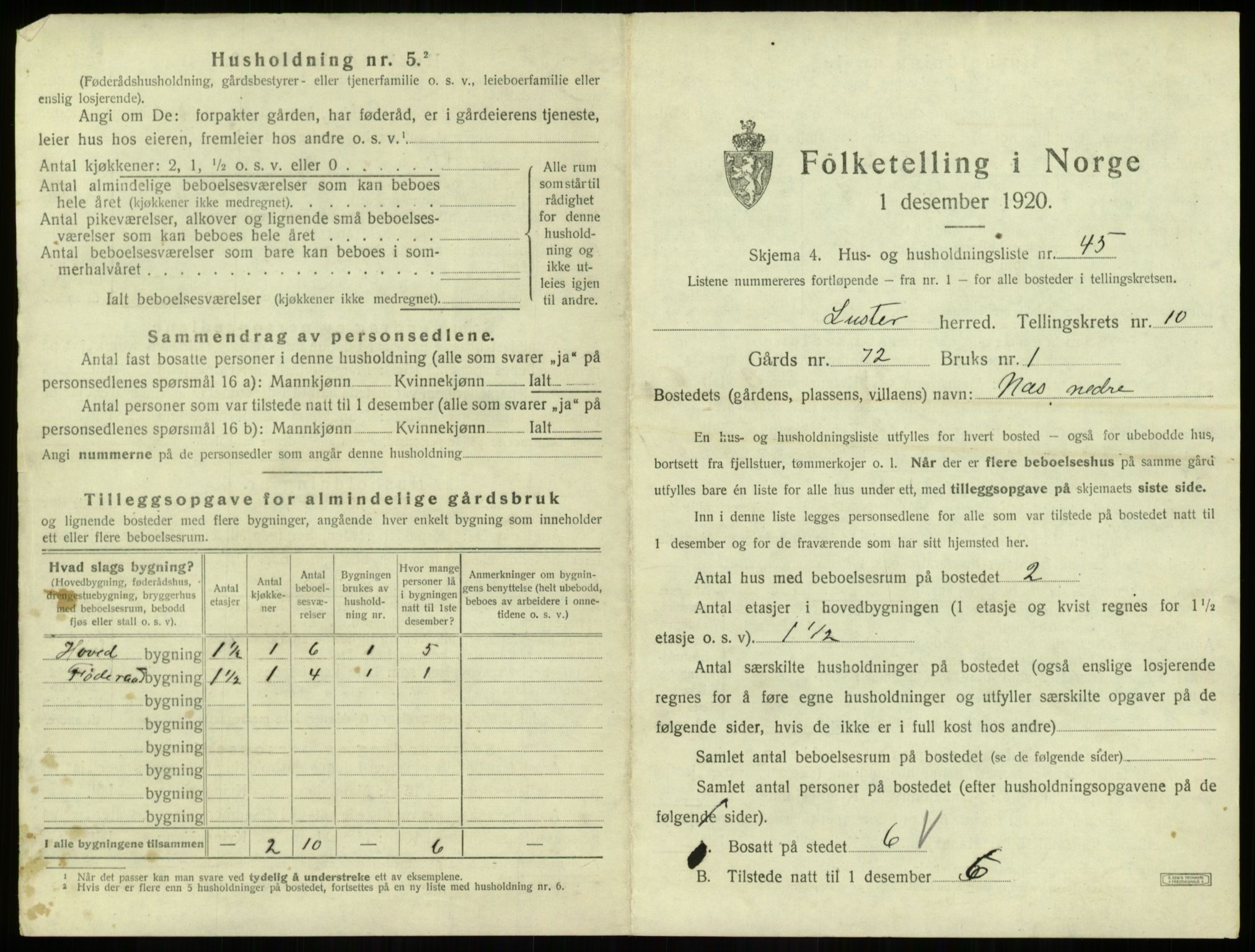 SAB, 1920 census for Luster, 1920, p. 995