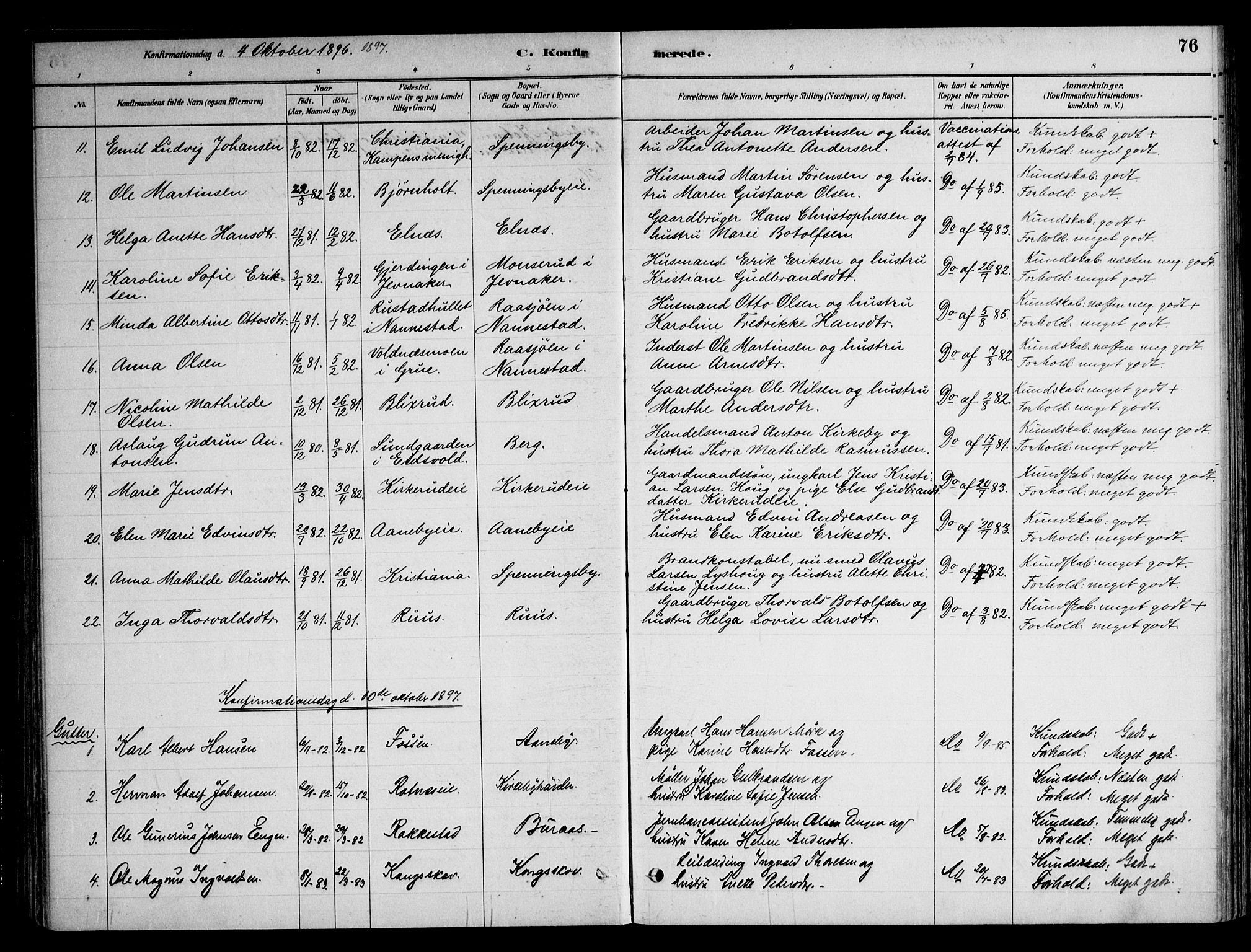 Nittedal prestekontor Kirkebøker, SAO/A-10365a/F/Fb/L0001: Parish register (official) no. II 1, 1879-1901, p. 76