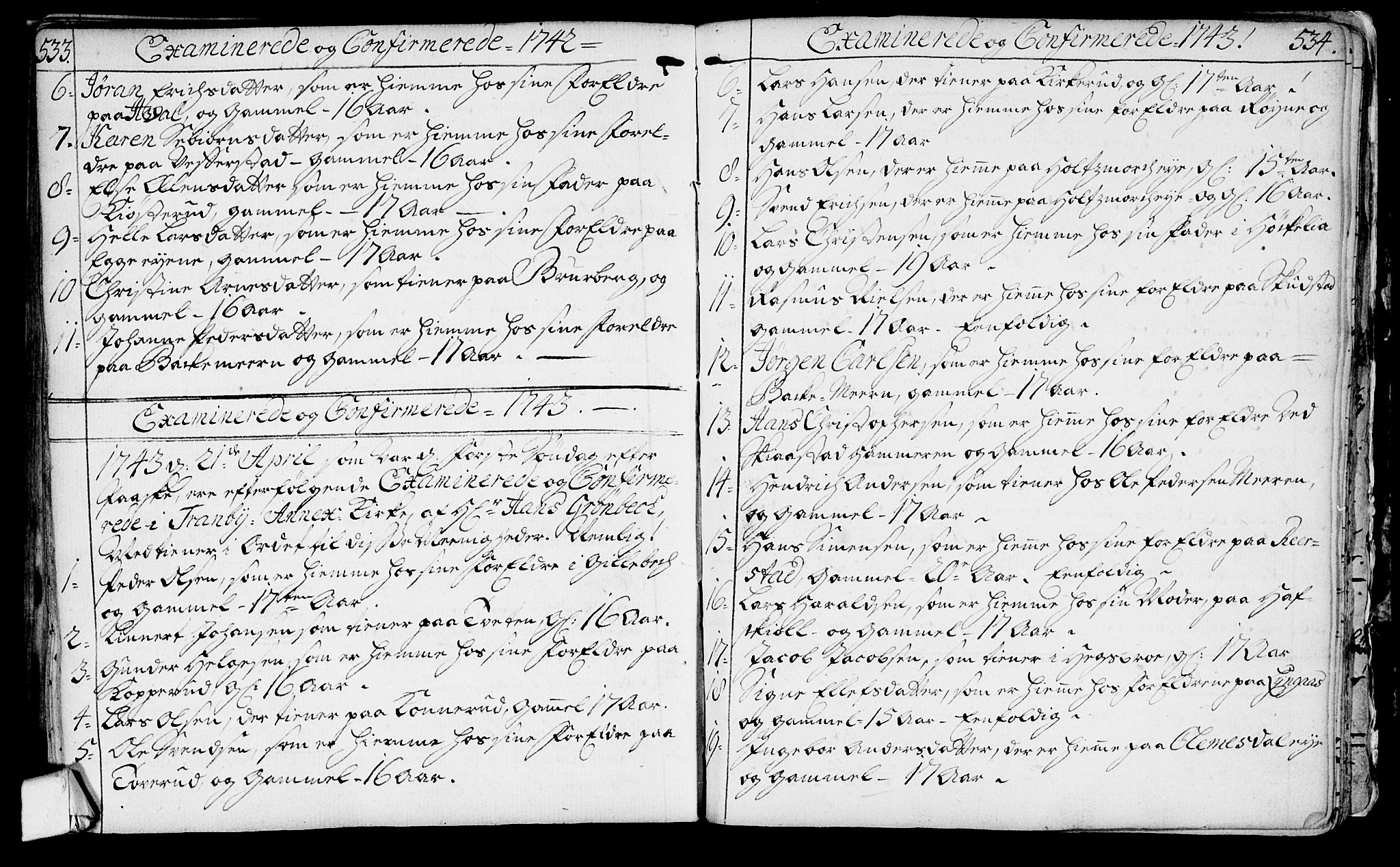 Lier kirkebøker, AV/SAKO-A-230/F/Fa/L0003: Parish register (official) no. I 3, 1727-1748, p. 533-534