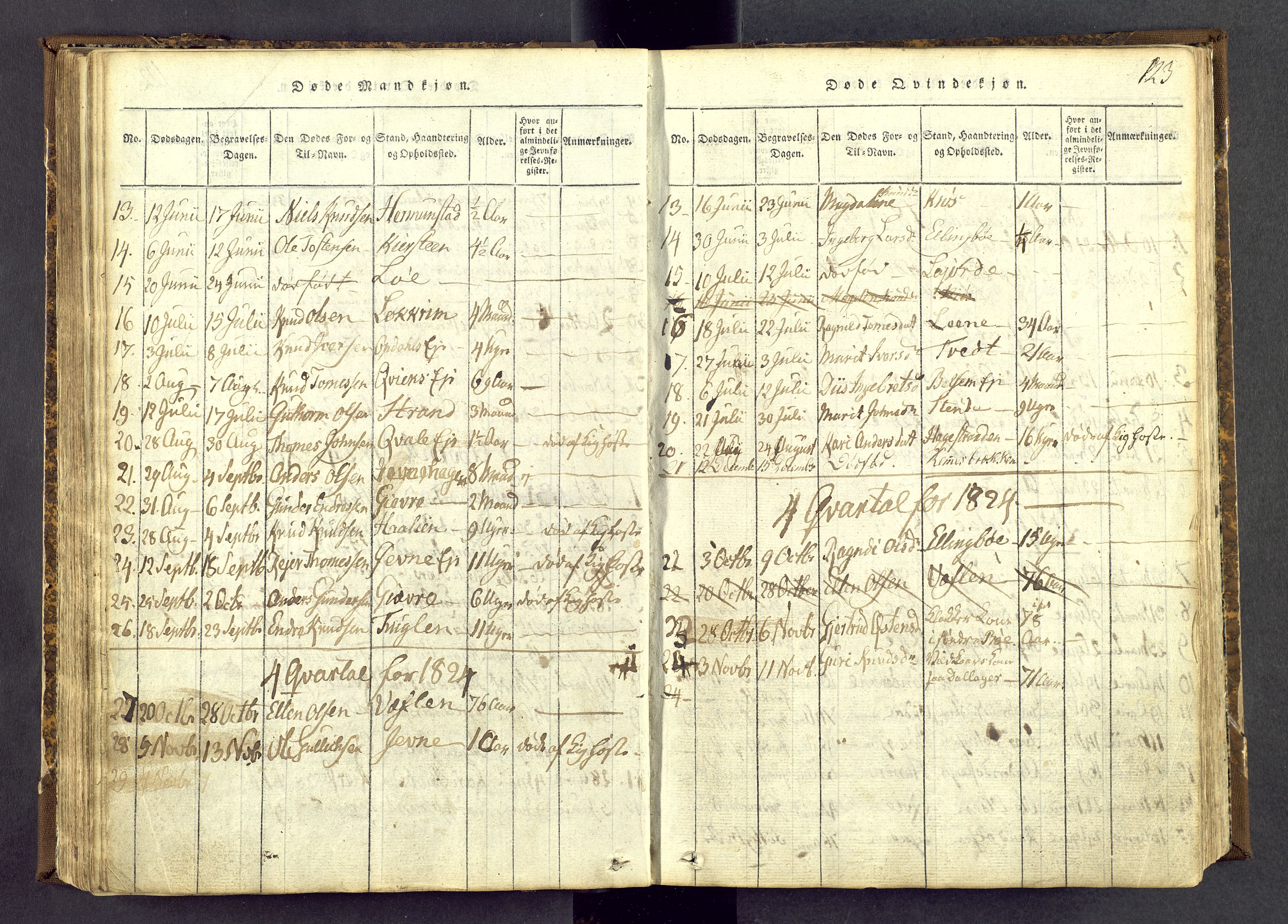 Vang prestekontor, Valdres, SAH/PREST-140/H/Ha/L0004: Parish register (official) no. 4, 1814-1831, p. 123