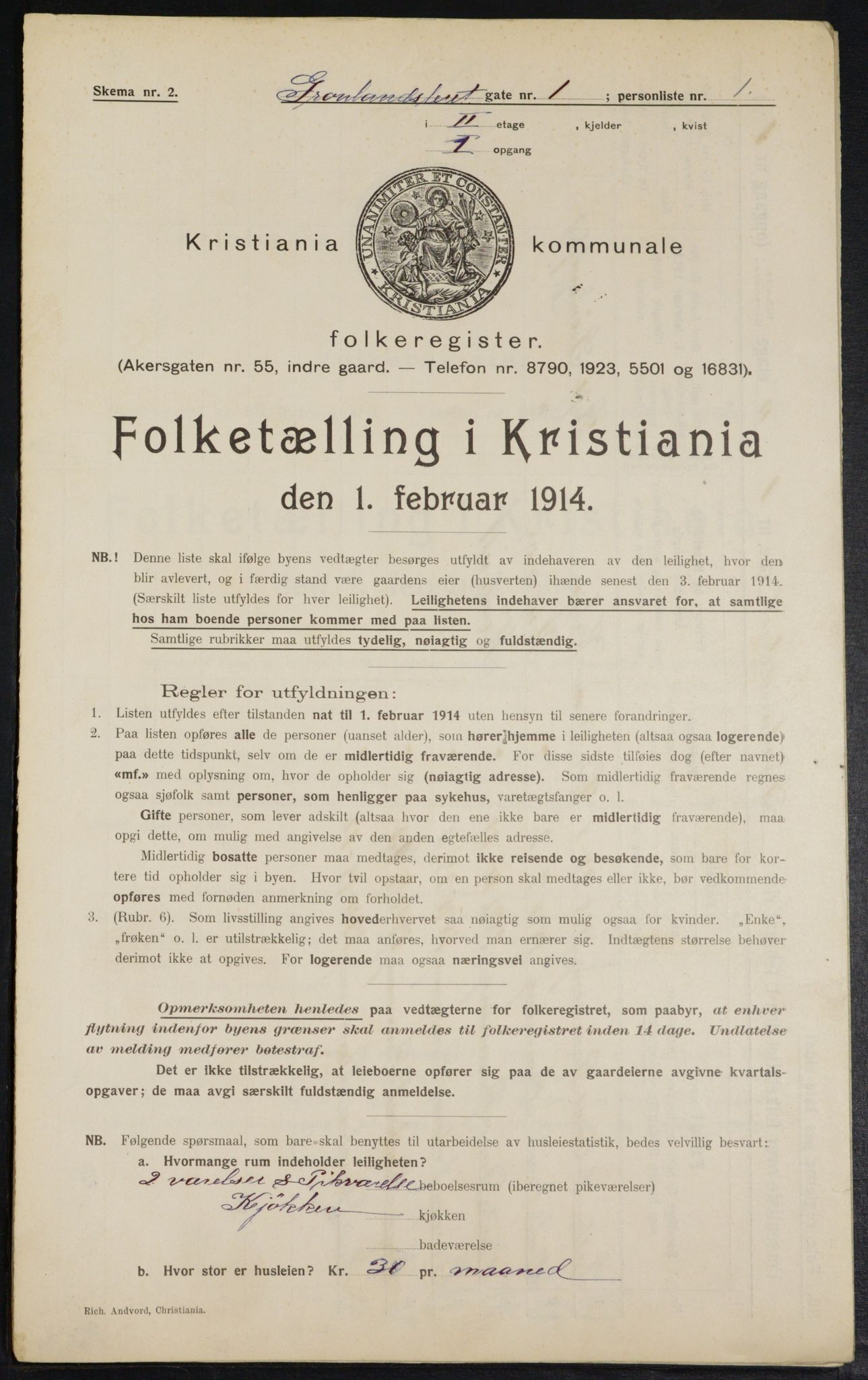 OBA, Municipal Census 1914 for Kristiania, 1914, p. 31676