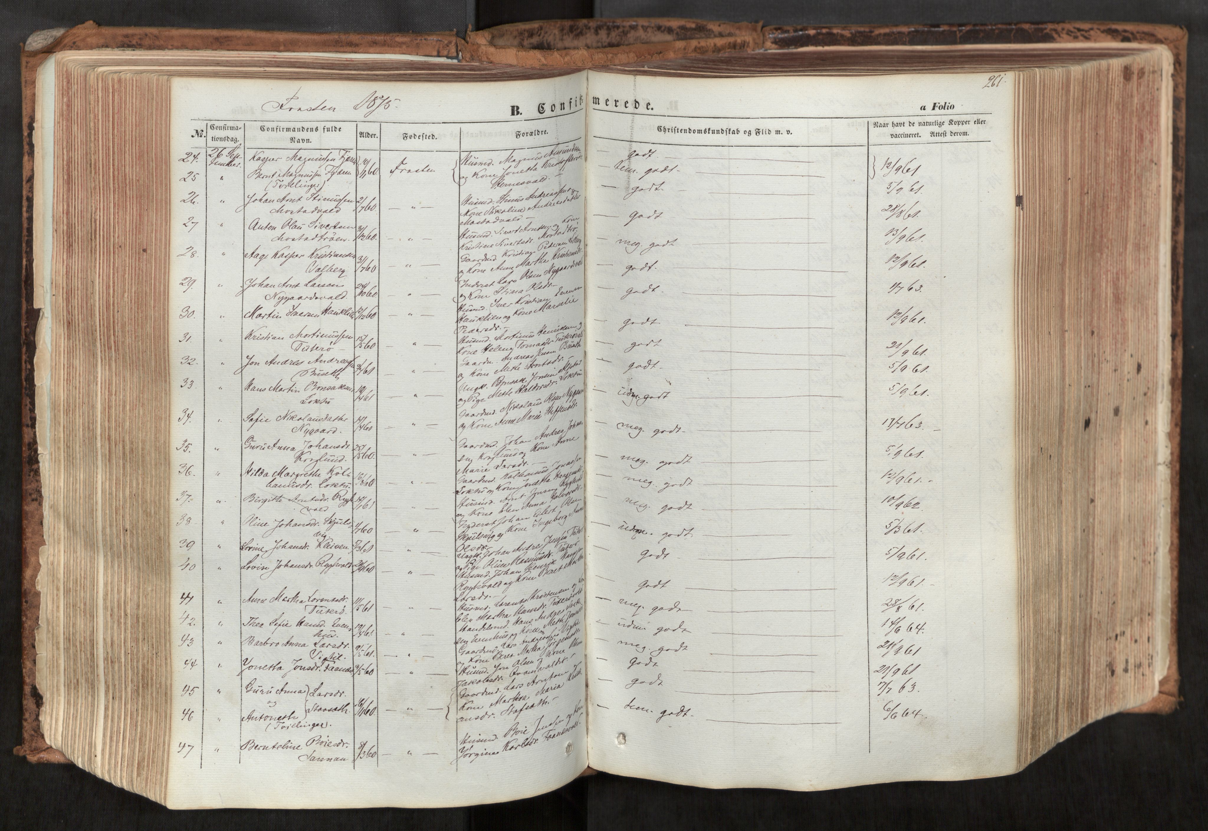 Ministerialprotokoller, klokkerbøker og fødselsregistre - Nord-Trøndelag, AV/SAT-A-1458/713/L0116: Parish register (official) no. 713A07, 1850-1877, p. 261