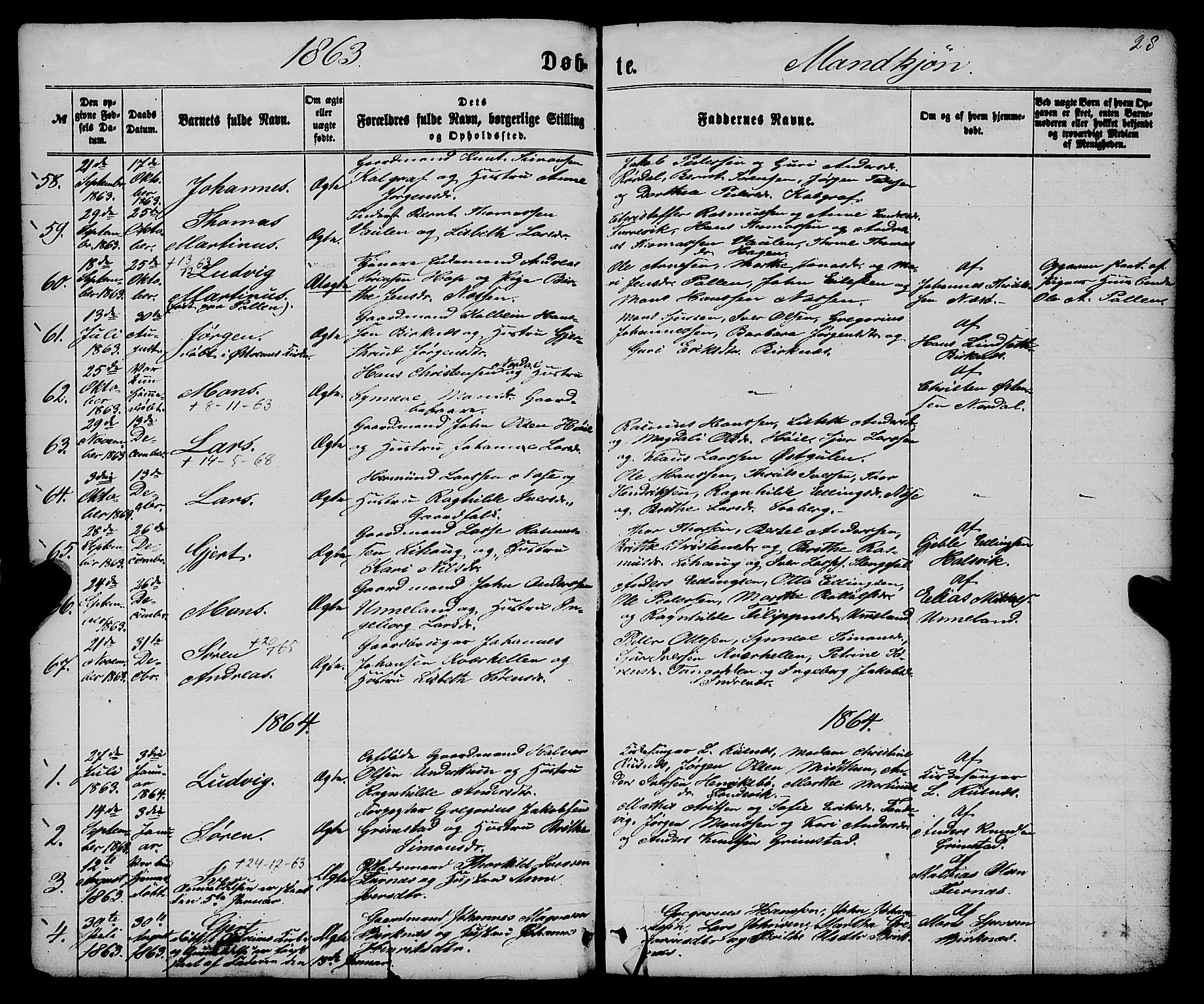 Gulen sokneprestembete, SAB/A-80201/H/Haa/Haaa/L0022: Parish register (official) no. A 22, 1859-1869, p. 28