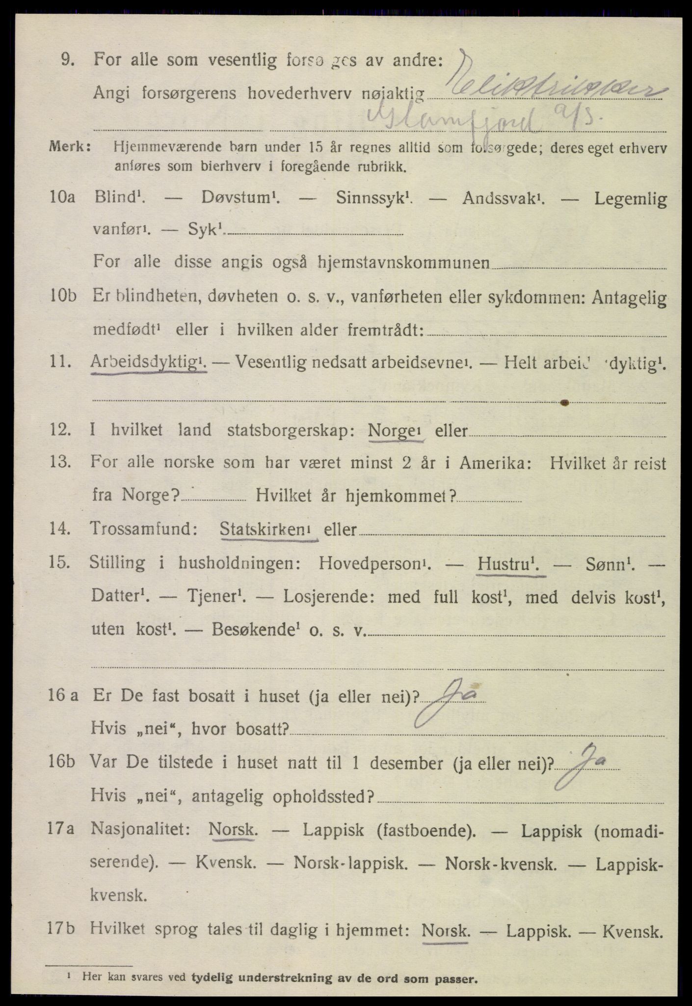 SAT, 1920 census for Meløy, 1920, p. 5532