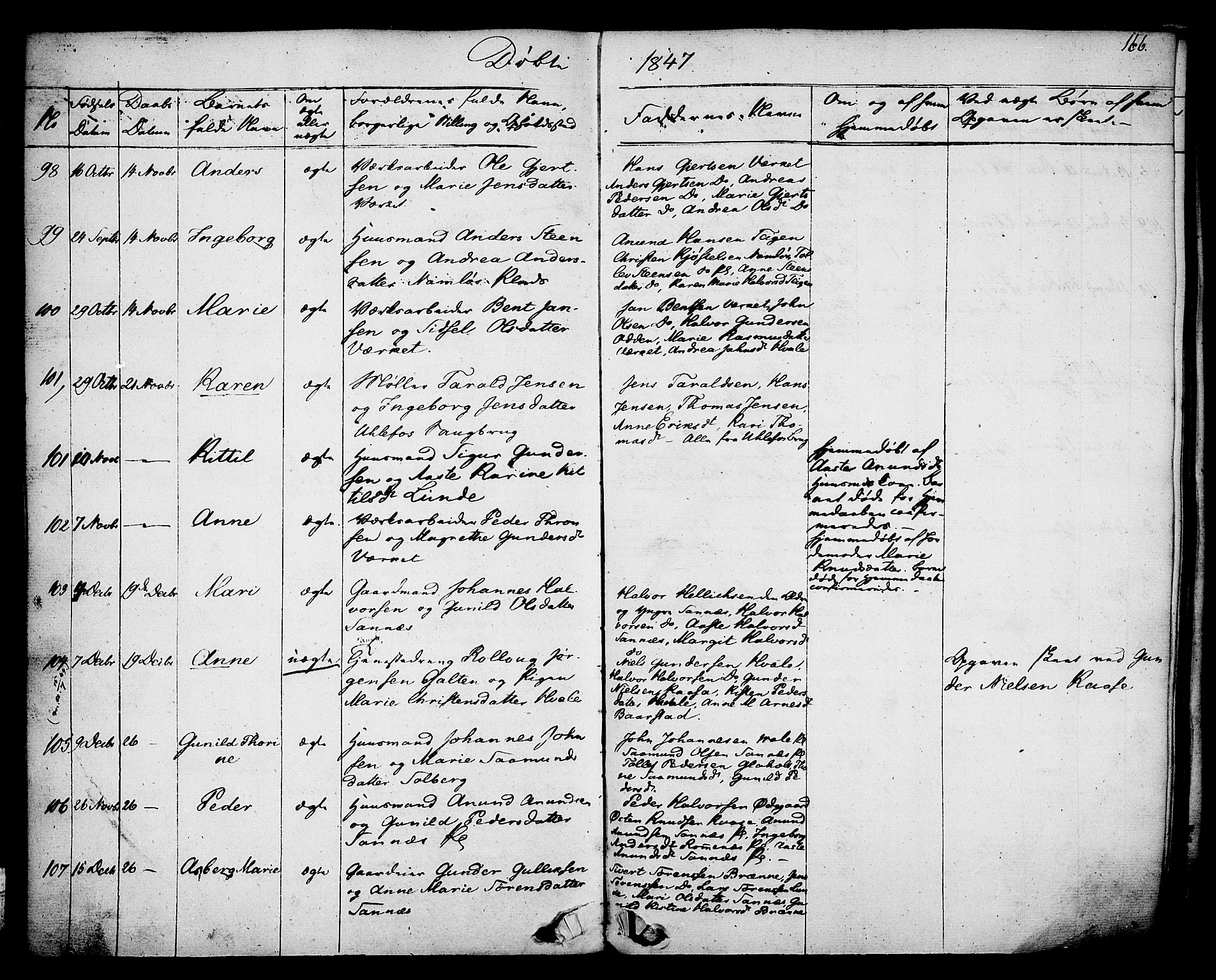 Holla kirkebøker, SAKO/A-272/F/Fa/L0004: Parish register (official) no. 4, 1830-1848, p. 166
