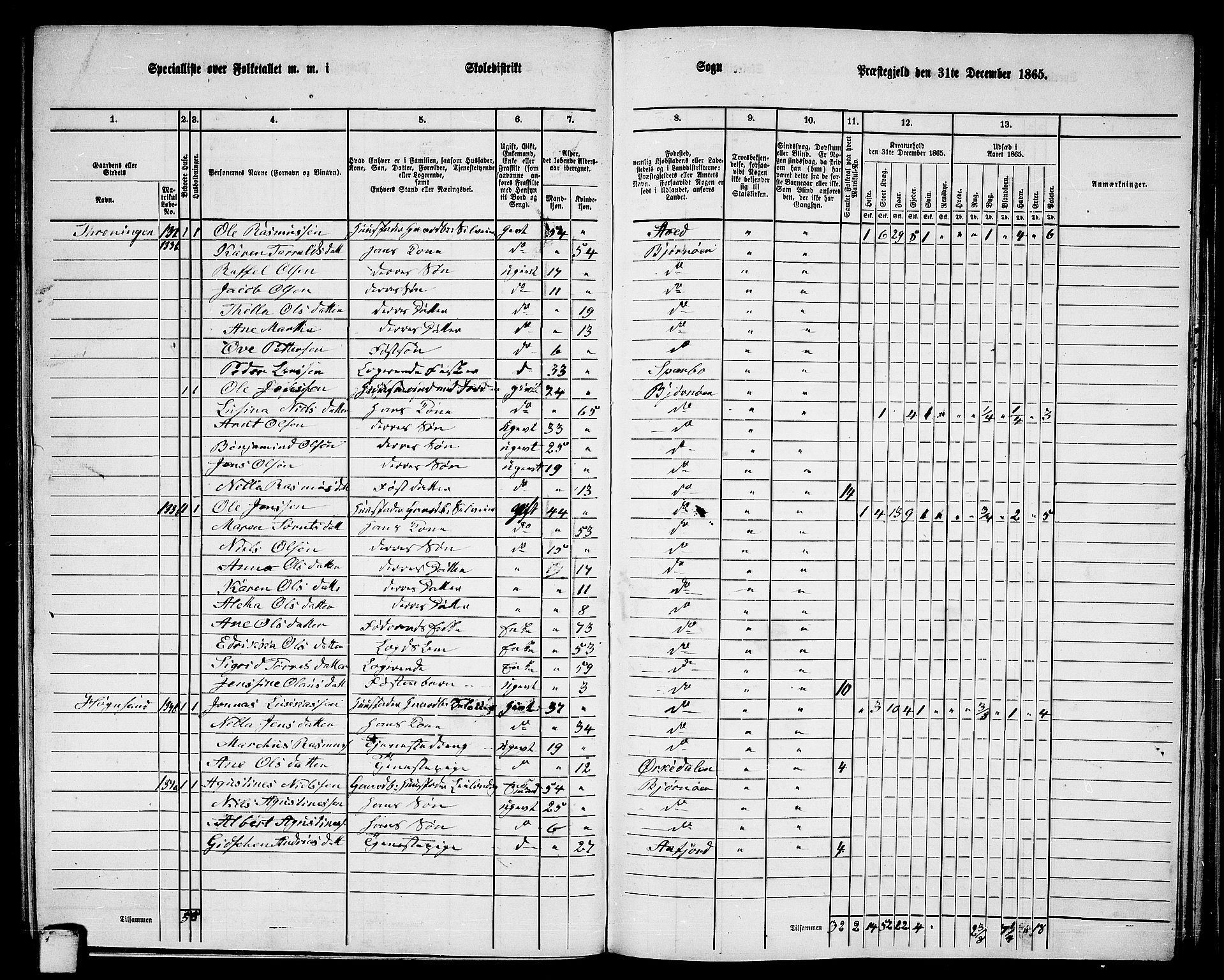 RA, 1865 census for Bjørnør, 1865, p. 104