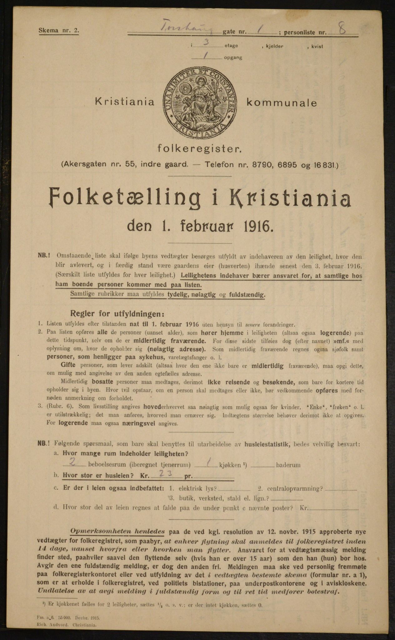 OBA, Municipal Census 1916 for Kristiania, 1916, p. 117630