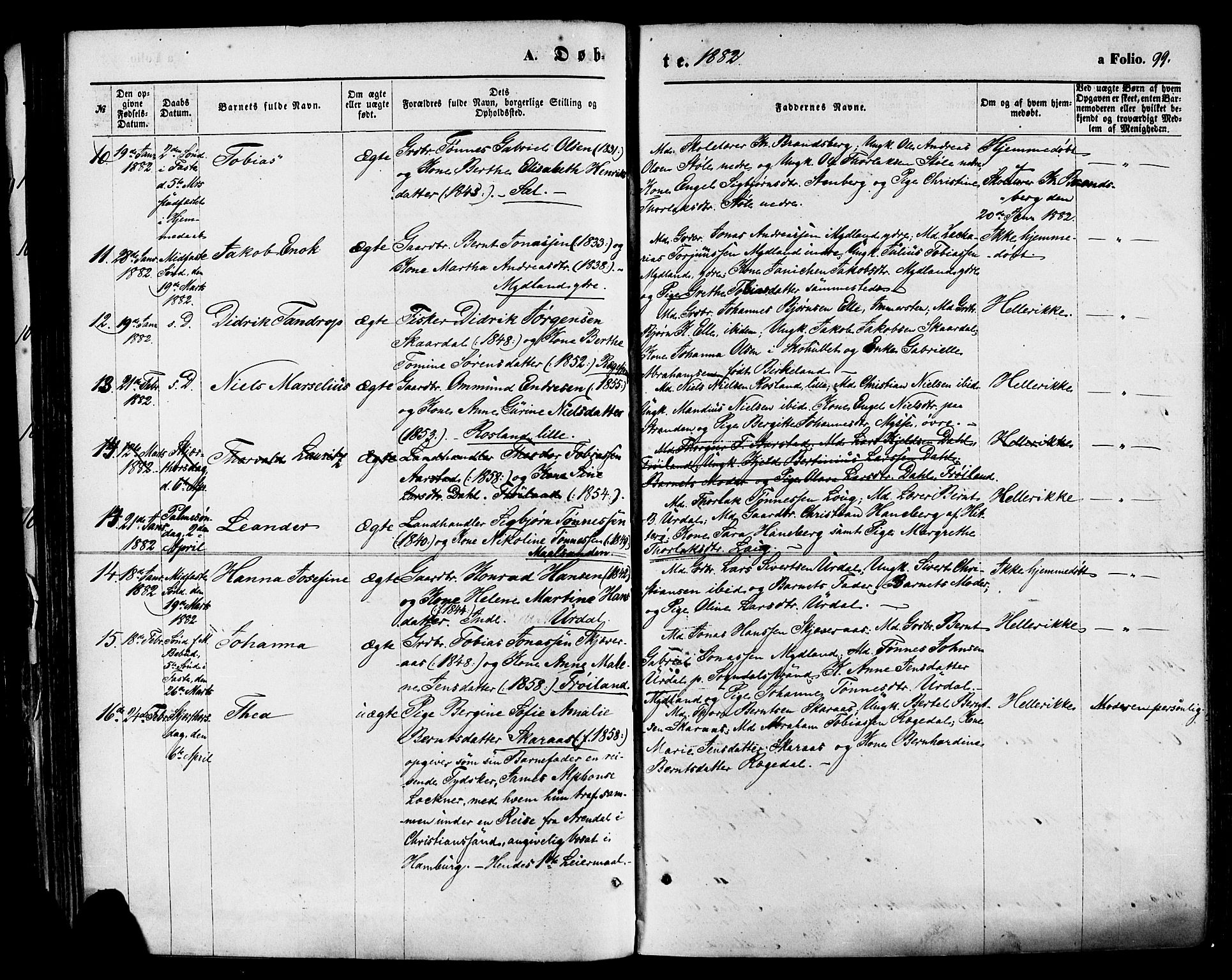 Sokndal sokneprestkontor, AV/SAST-A-101808: Parish register (official) no. A 10, 1874-1886, p. 99