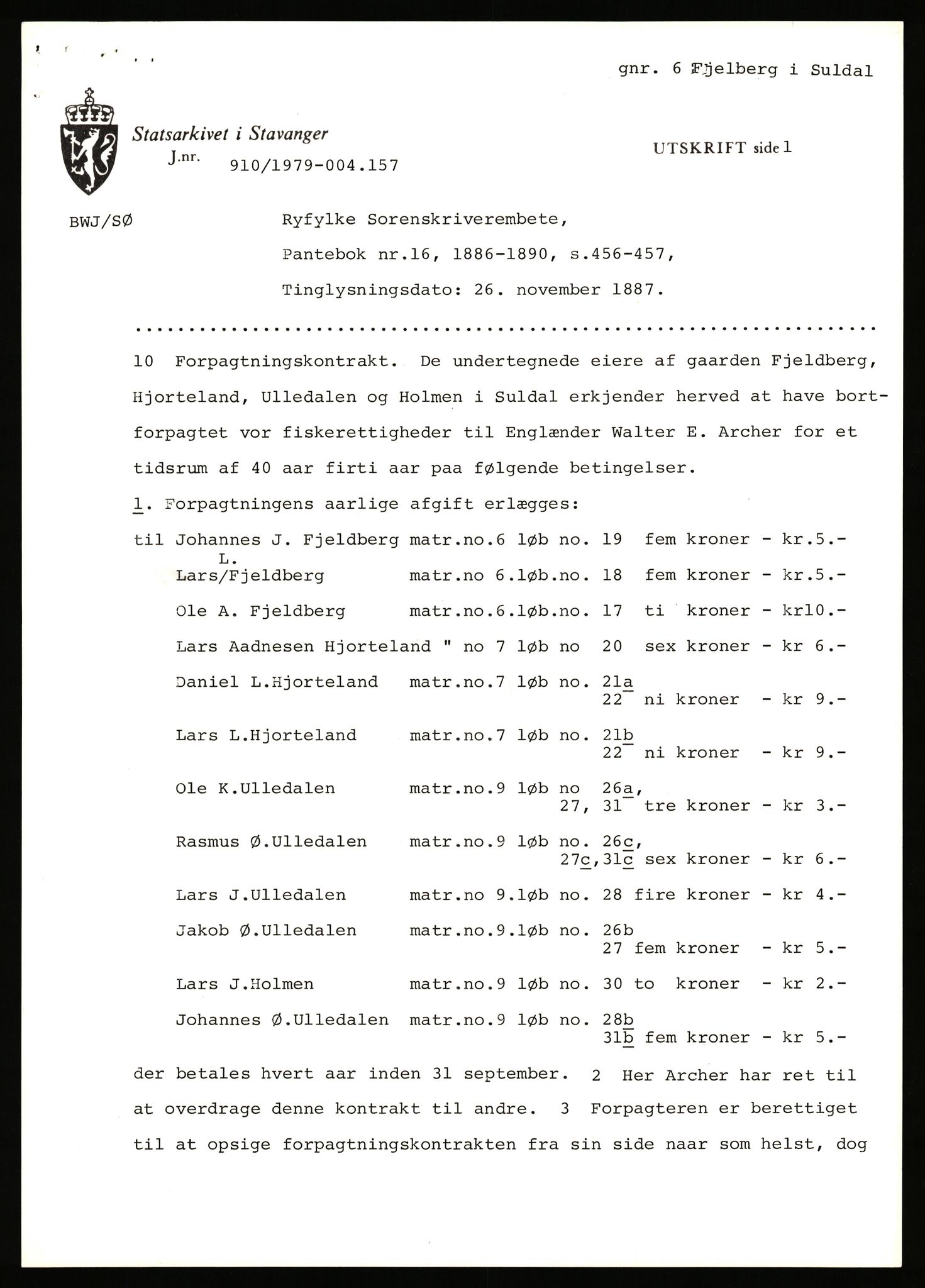 Statsarkivet i Stavanger, AV/SAST-A-101971/03/Y/Yj/L0021: Avskrifter sortert etter gårdsnavn: Fiveland - Fosen, 1750-1930, p. 89