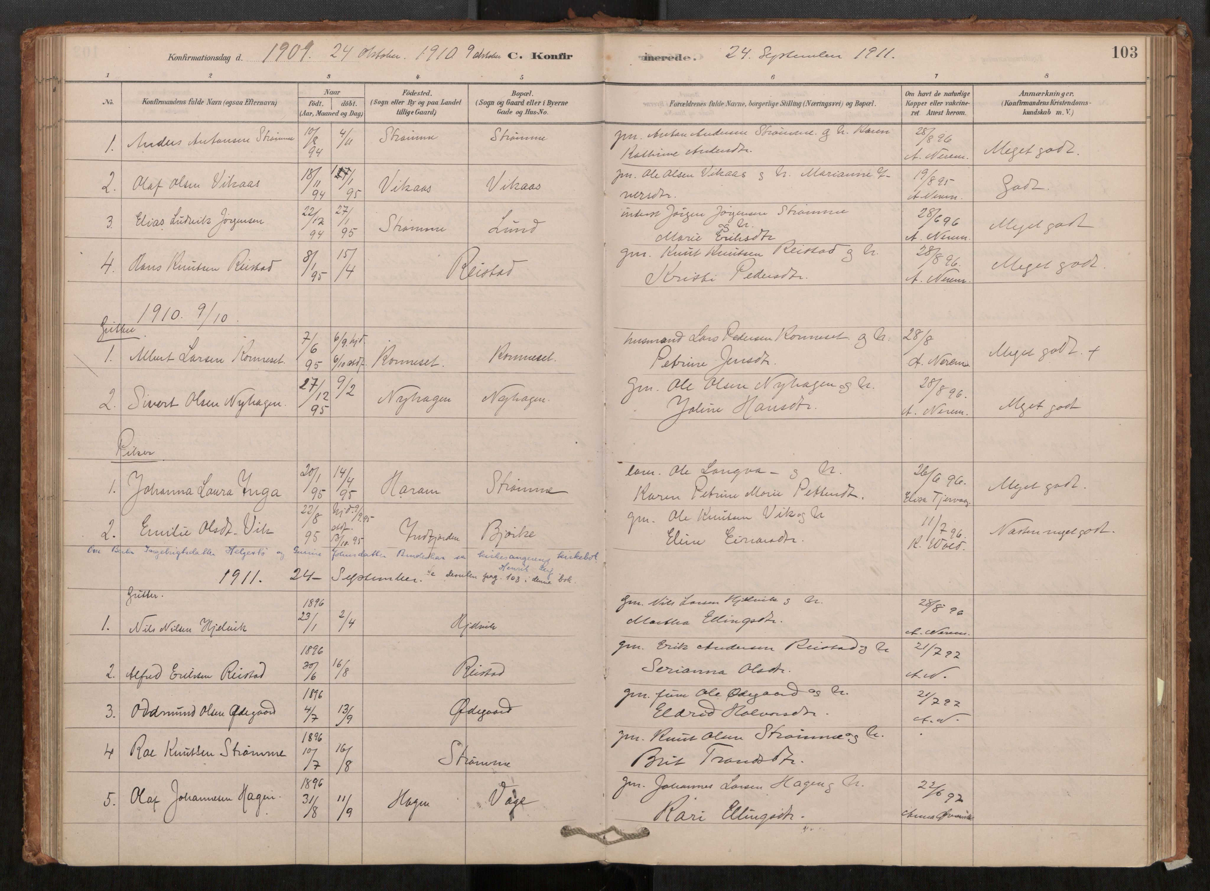 Ministerialprotokoller, klokkerbøker og fødselsregistre - Møre og Romsdal, SAT/A-1454/550/L0621: Parish register (official) no. 550A01, 1878-1915, p. 103