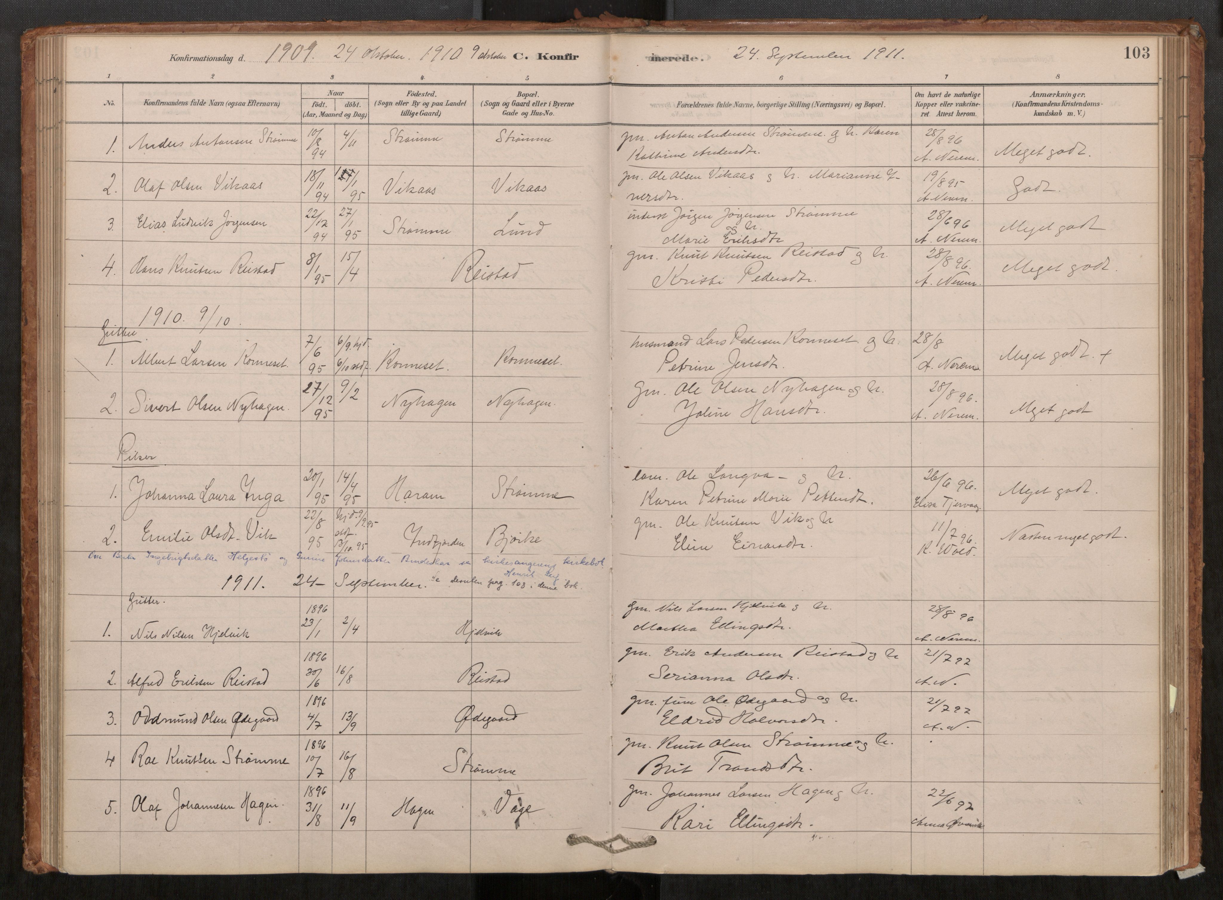 Ministerialprotokoller, klokkerbøker og fødselsregistre - Møre og Romsdal, AV/SAT-A-1454/550/L0621: Parish register (official) no. 550A01, 1878-1915, p. 103