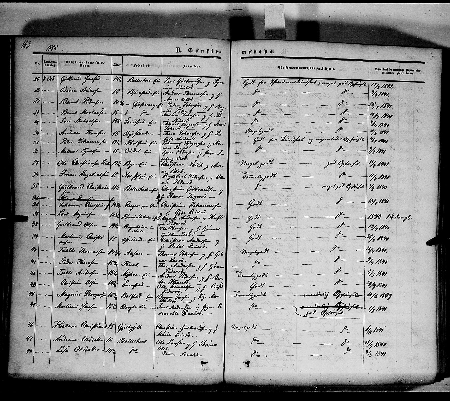 Nes prestekontor, Hedmark, SAH/PREST-020/K/Ka/L0004: Parish register (official) no. 4, 1852-1886, p. 163