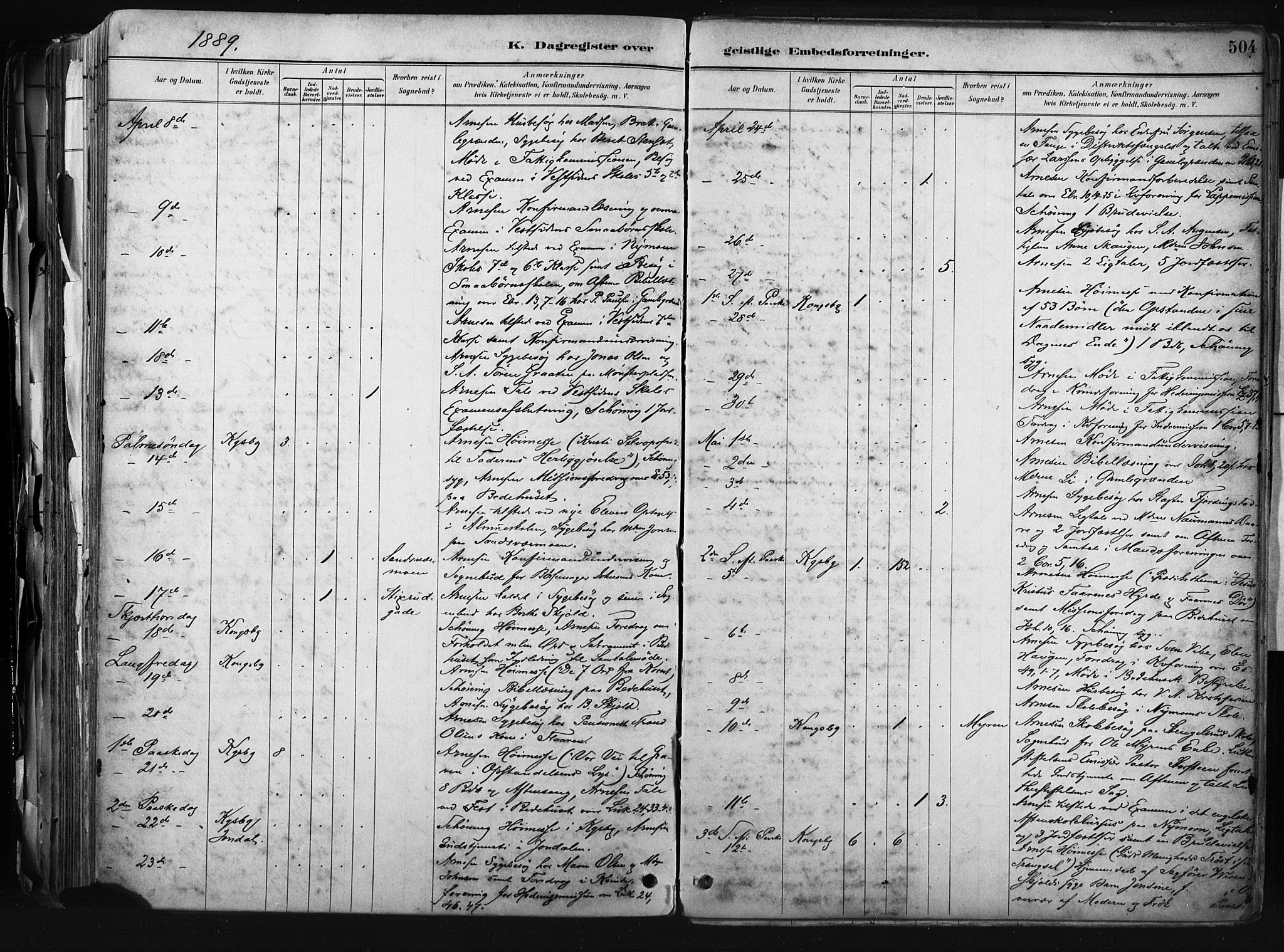 Kongsberg kirkebøker, AV/SAKO-A-22/F/Fb/L0002: Parish register (official) no. II 2, 1886-1896, p. 504