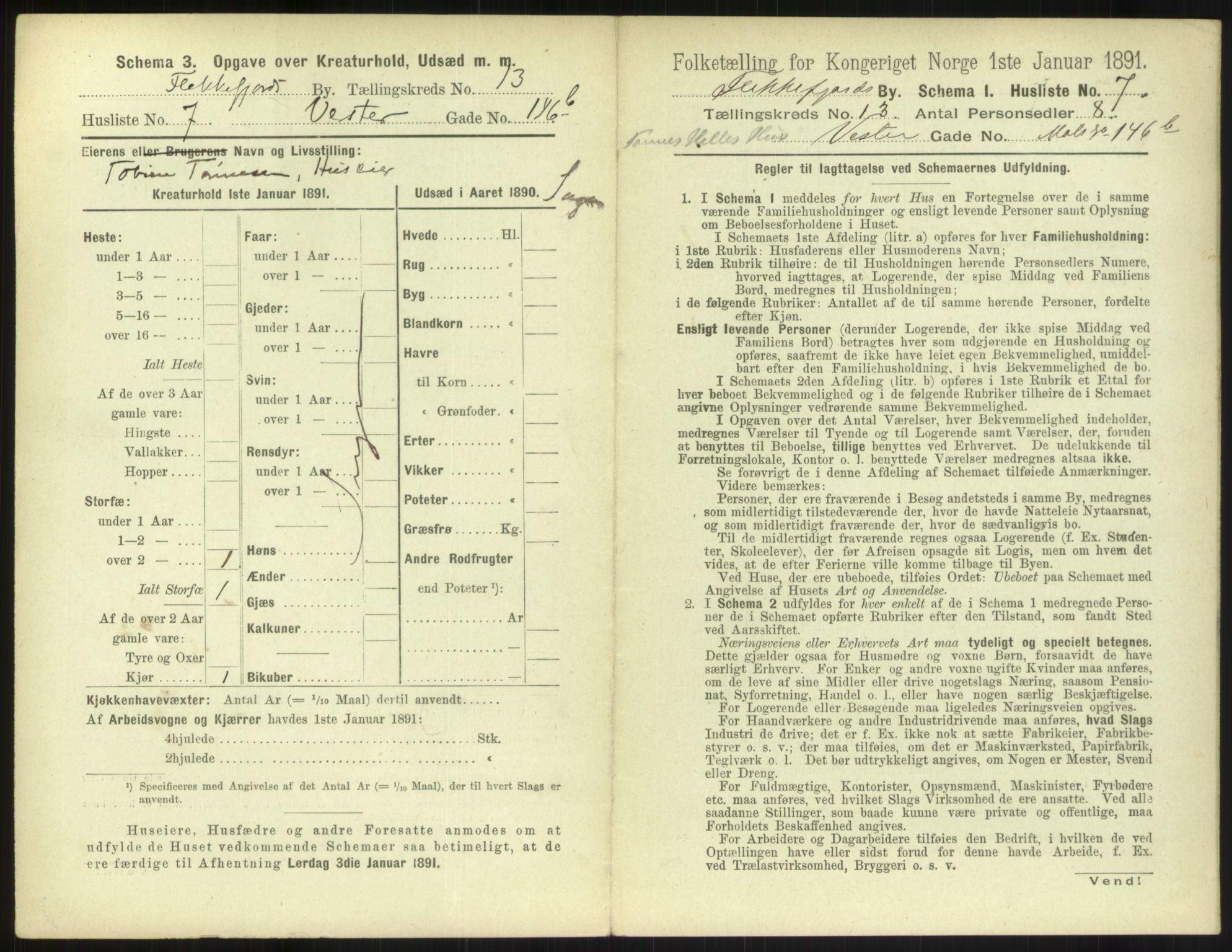 RA, 1891 census for 1004 Flekkefjord, 1891, p. 464