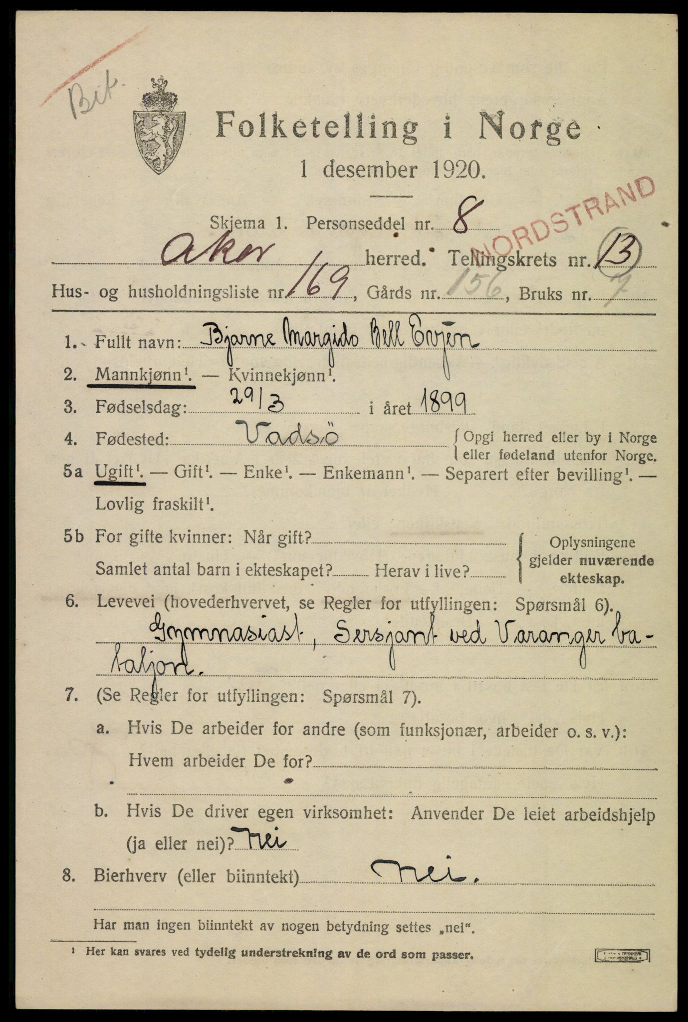 SAO, 1920 census for Aker, 1920, p. 81626
