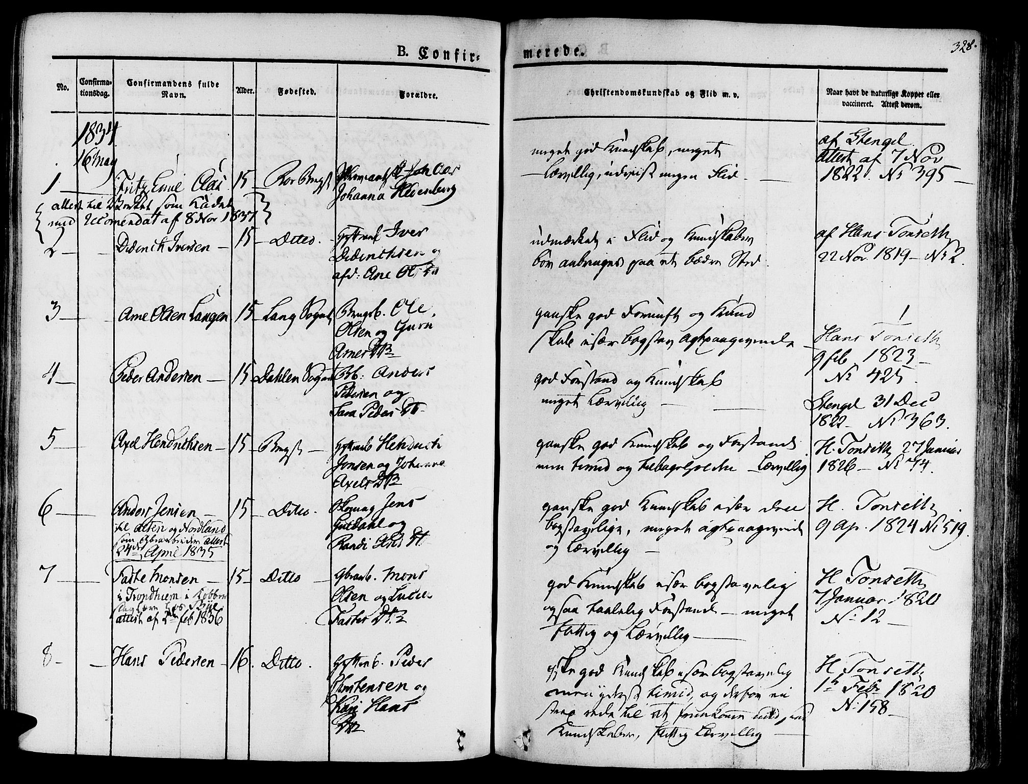 Ministerialprotokoller, klokkerbøker og fødselsregistre - Sør-Trøndelag, SAT/A-1456/681/L0930: Parish register (official) no. 681A08, 1829-1844, p. 328