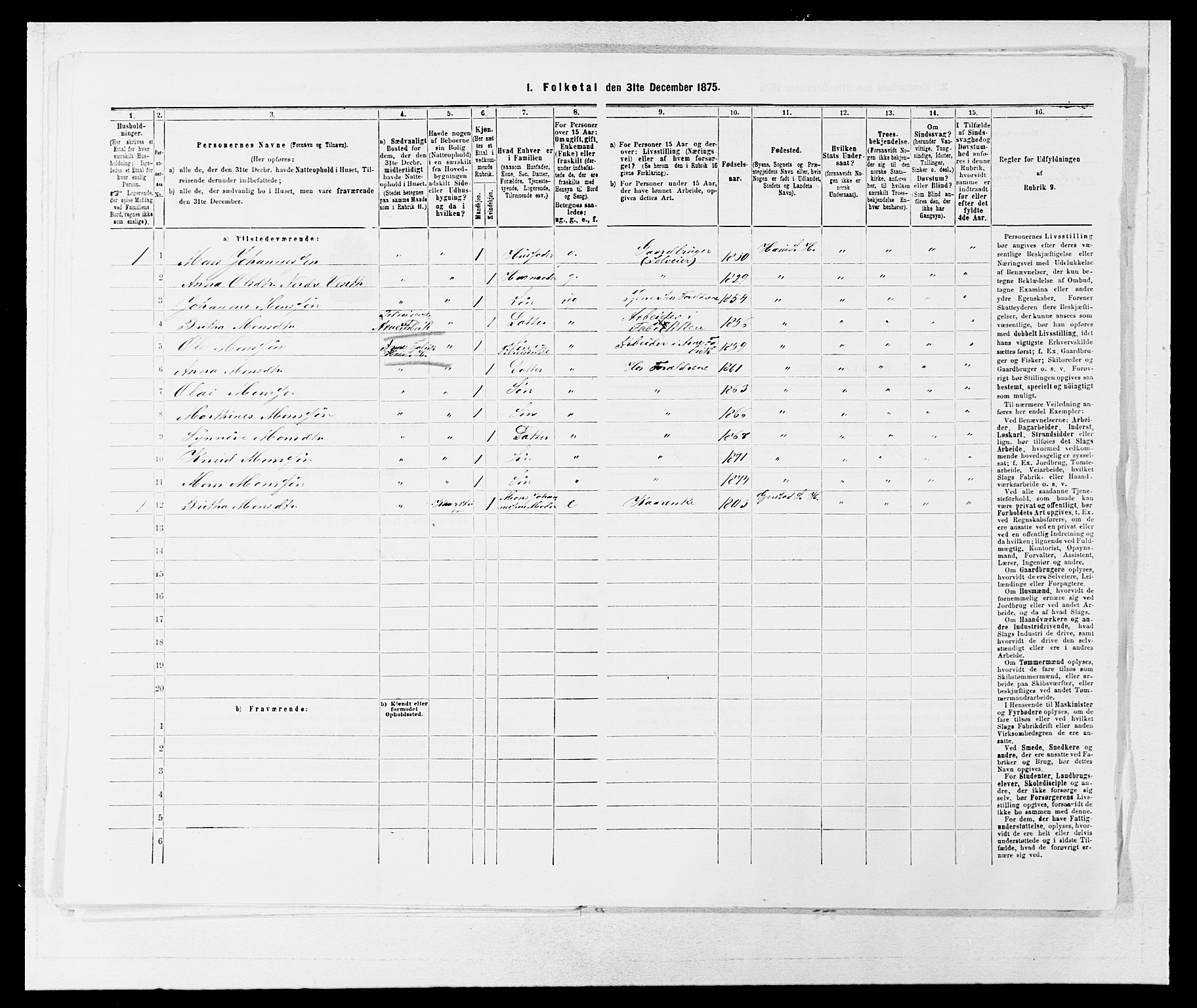 SAB, 1875 census for 1250P Haus, 1875, p. 528