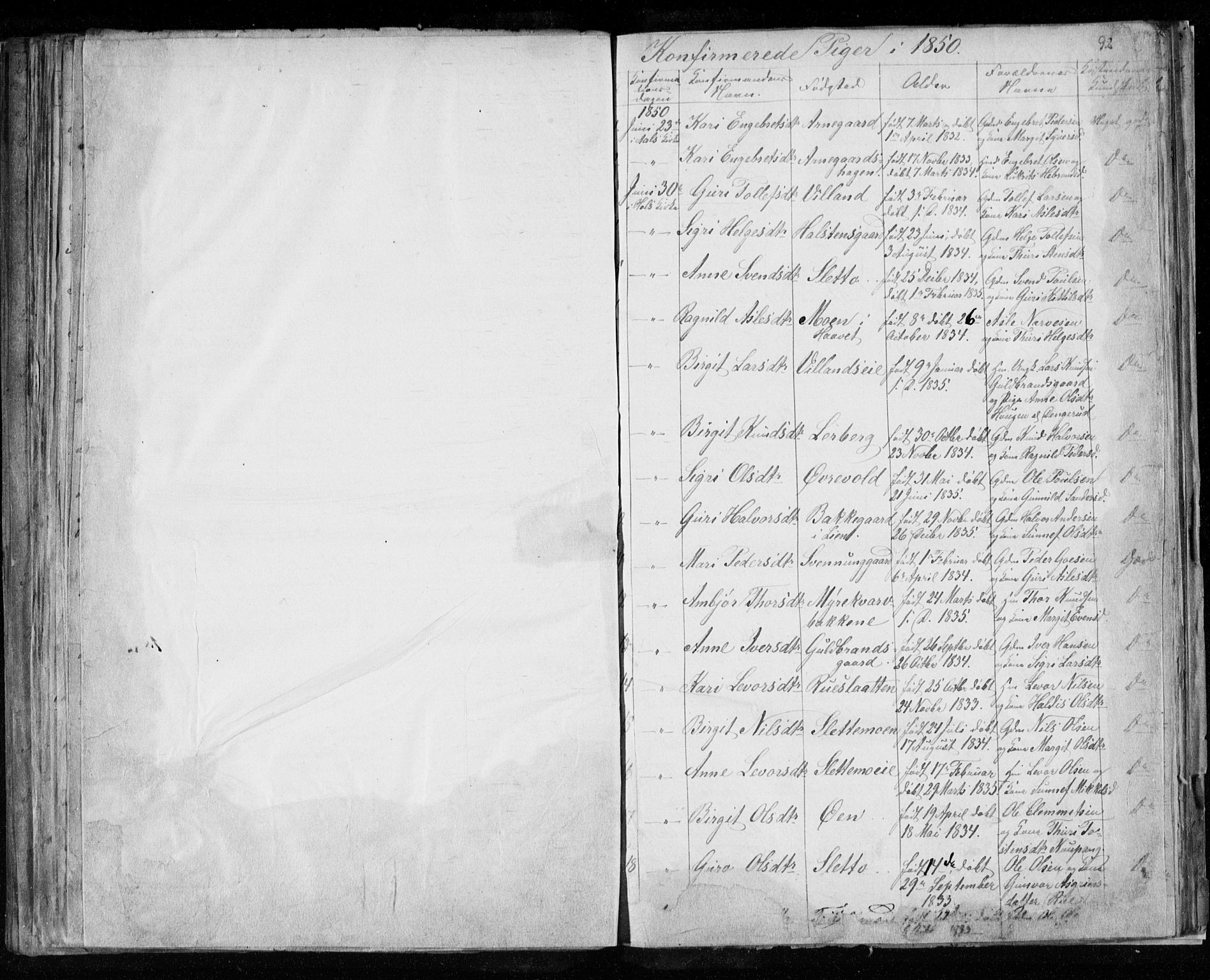 Hol kirkebøker, SAKO/A-227/F/Fa/L0001: Parish register (official) no. I 1, 1850-1870, p. 91-92