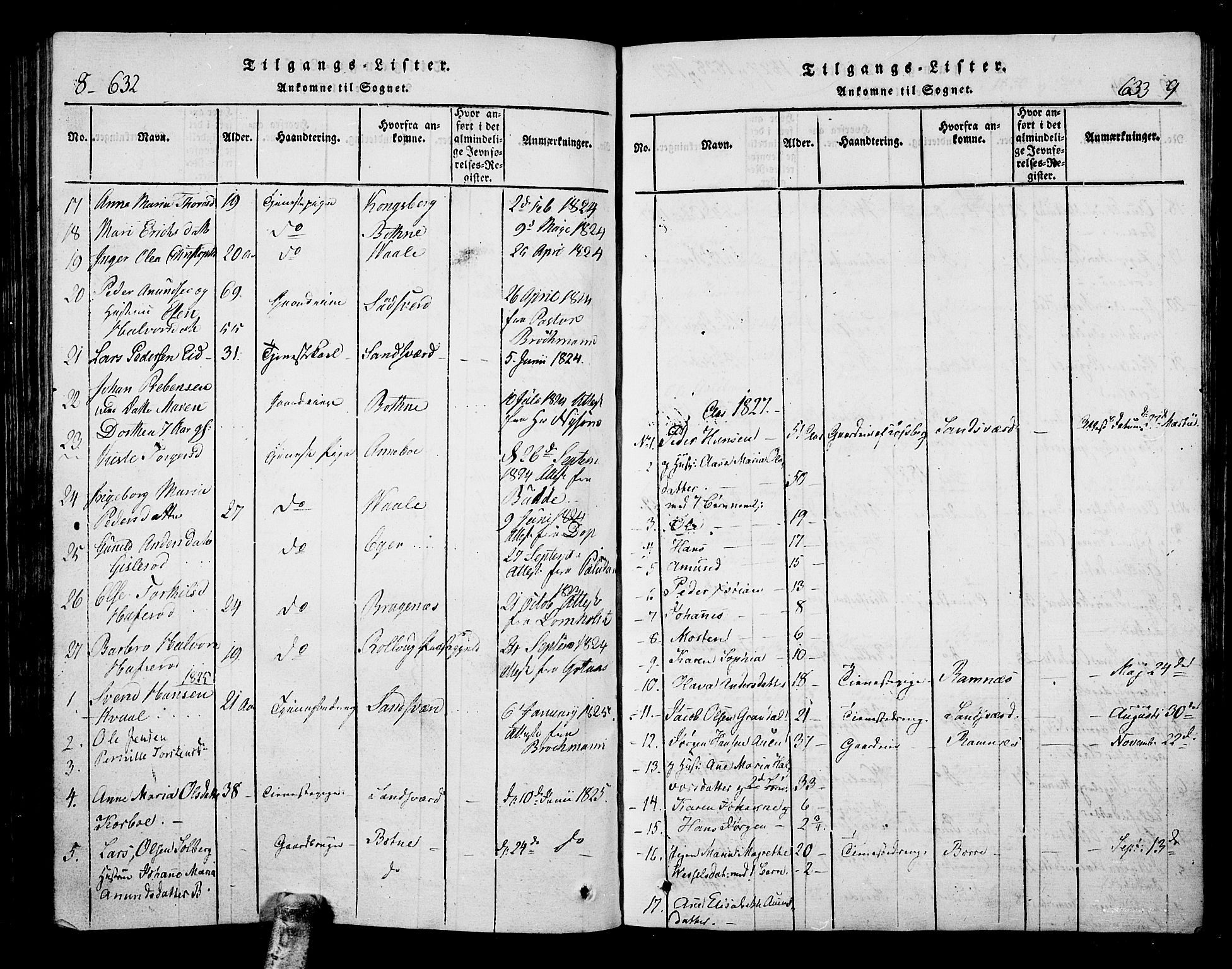 Hof kirkebøker, SAKO/A-64/F/Fa/L0004: Parish register (official) no. I 4, 1814-1843, p. 632-633