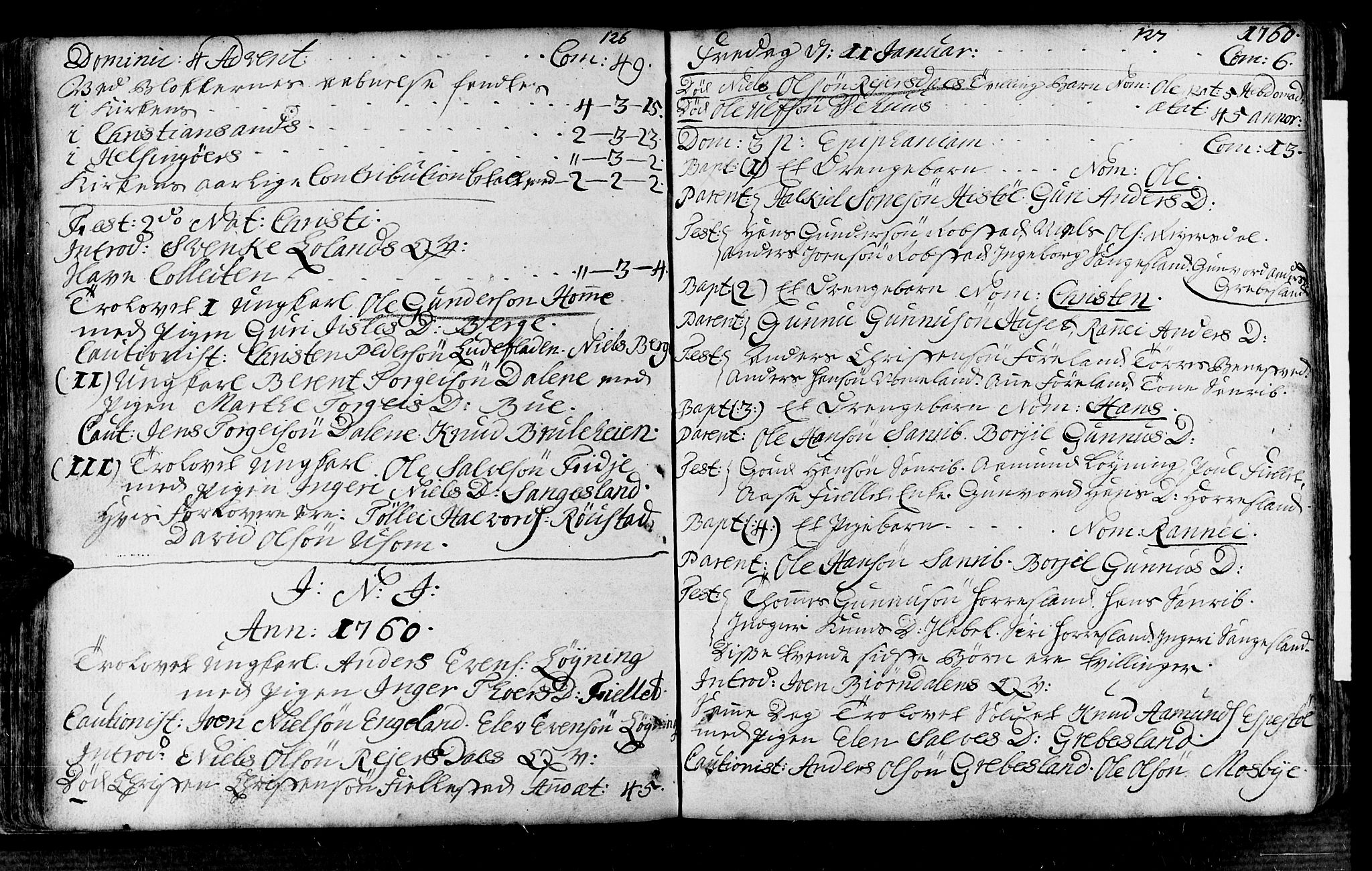 Vennesla sokneprestkontor, SAK/1111-0045/Fa/Fac/L0001: Parish register (official) no. A 1, 1743-1784, p. 126-127