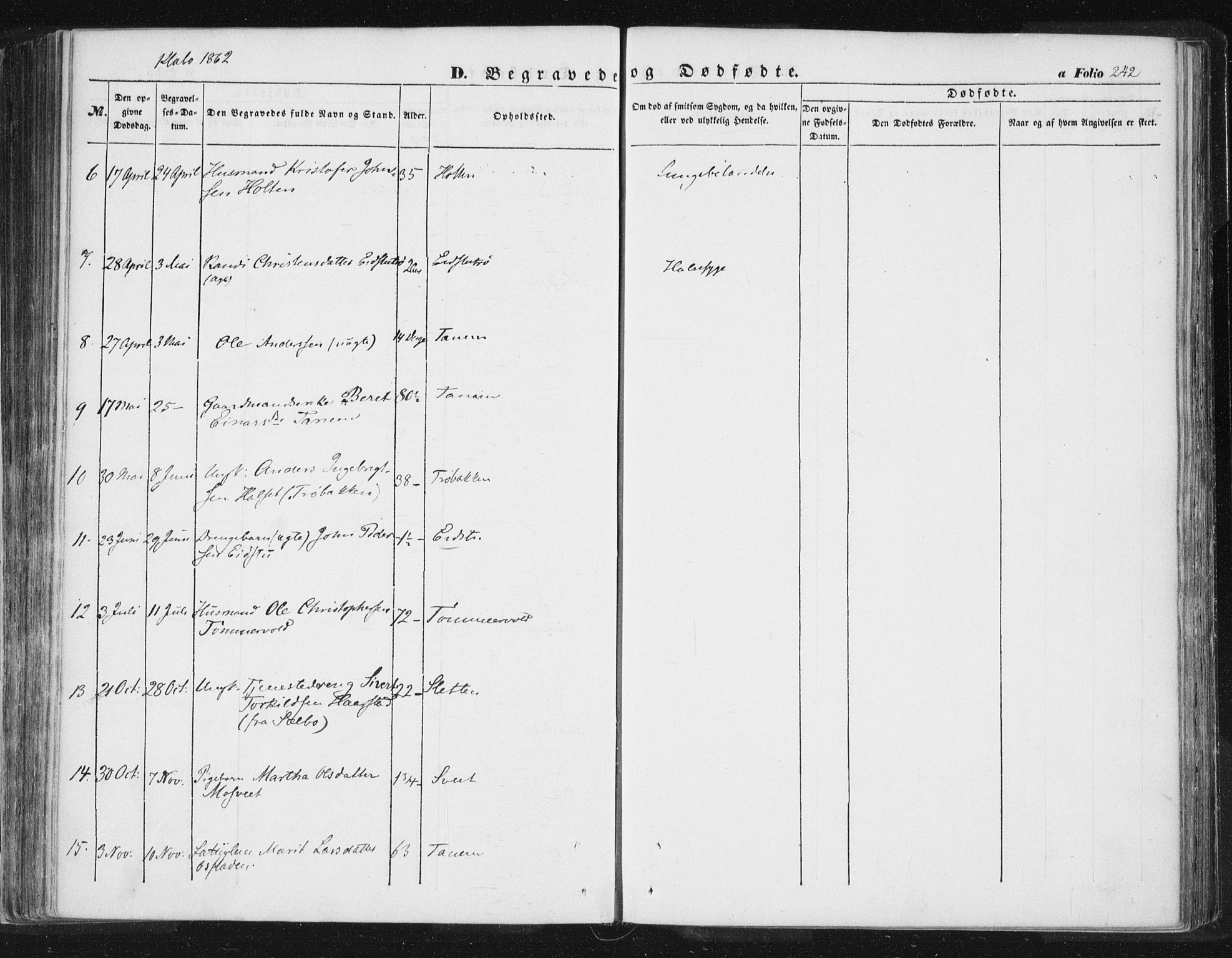Ministerialprotokoller, klokkerbøker og fødselsregistre - Sør-Trøndelag, SAT/A-1456/618/L0441: Parish register (official) no. 618A05, 1843-1862, p. 242