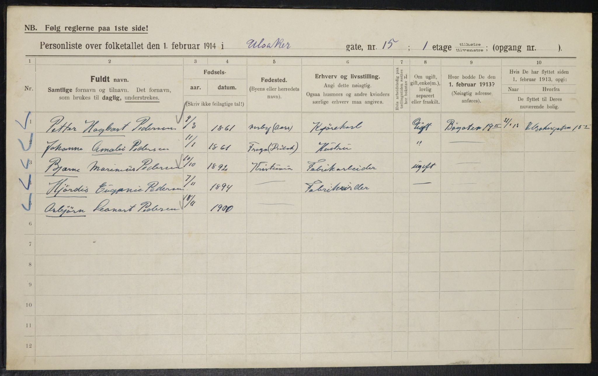 OBA, Municipal Census 1914 for Kristiania, 1914, p. 119881