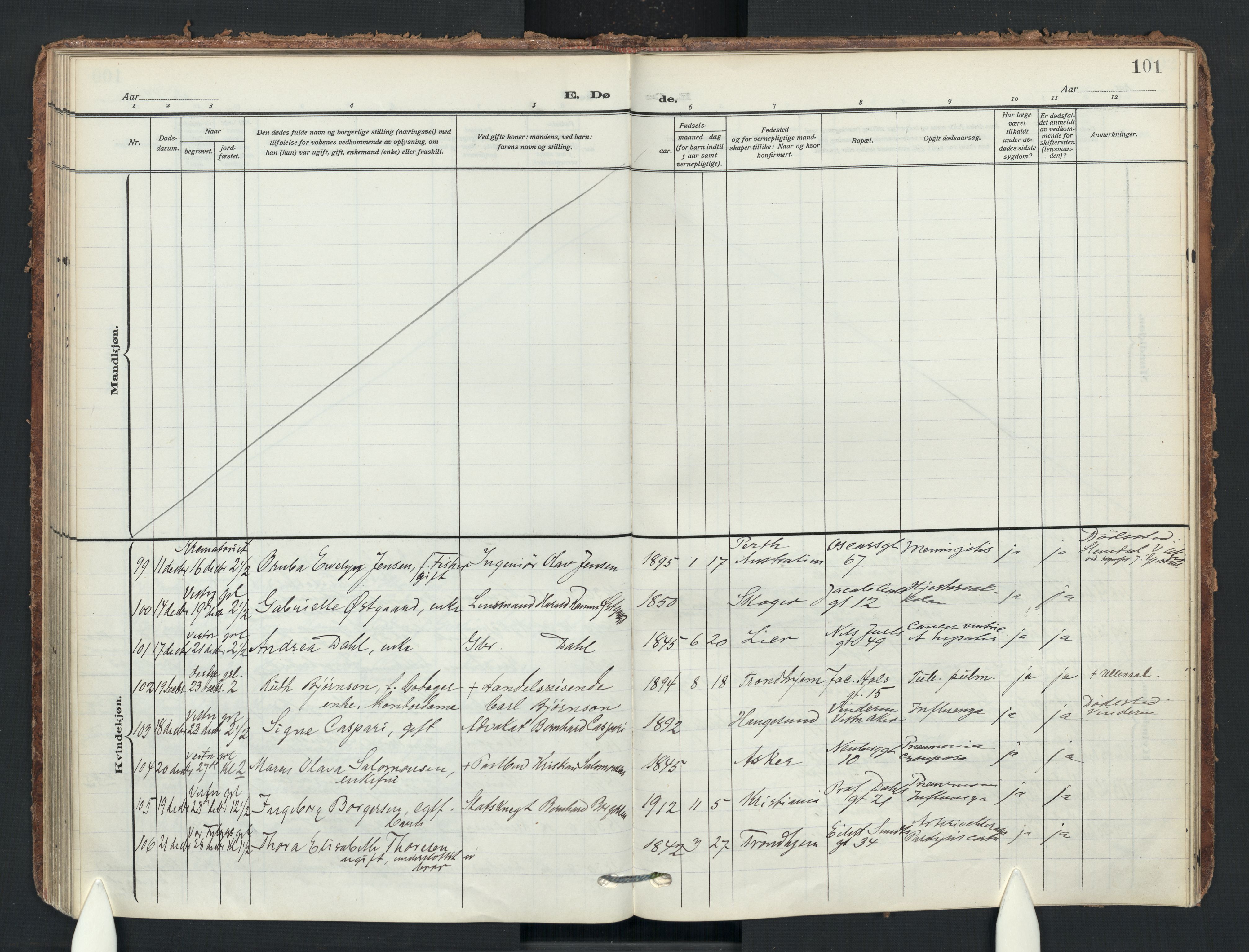 Uranienborg prestekontor Kirkebøker, AV/SAO-A-10877/F/Fa/L0011: Parish register (official) no. 11, 1909-1926, p. 101